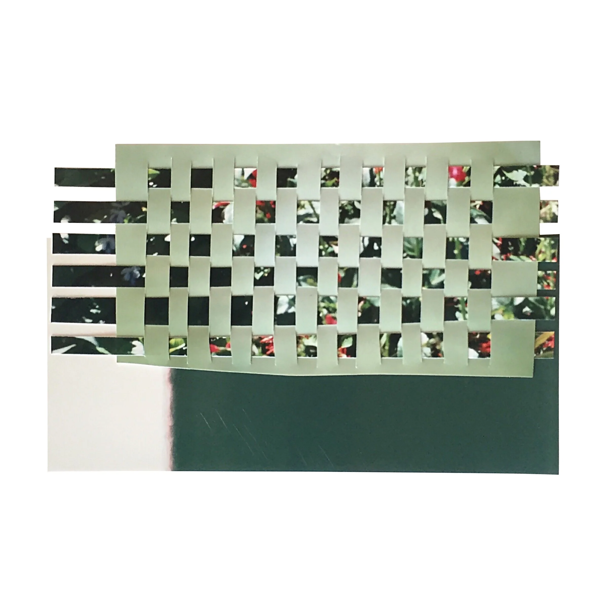   Photo Collage 5   2023  Woven photographs mounted on paper  8 × 8” 