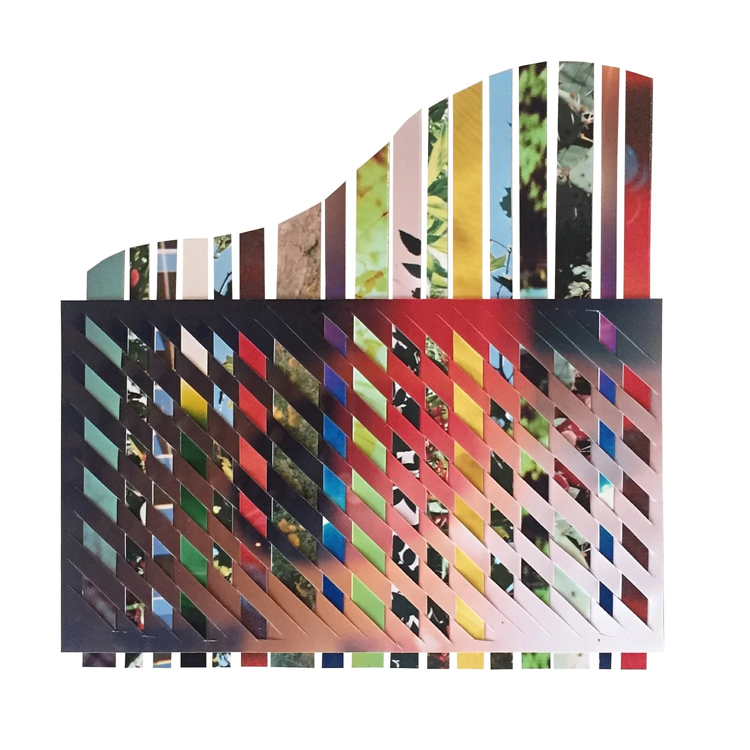   Photo Collage 4   2023  Woven photographs mounted on paper  8 × 8” 