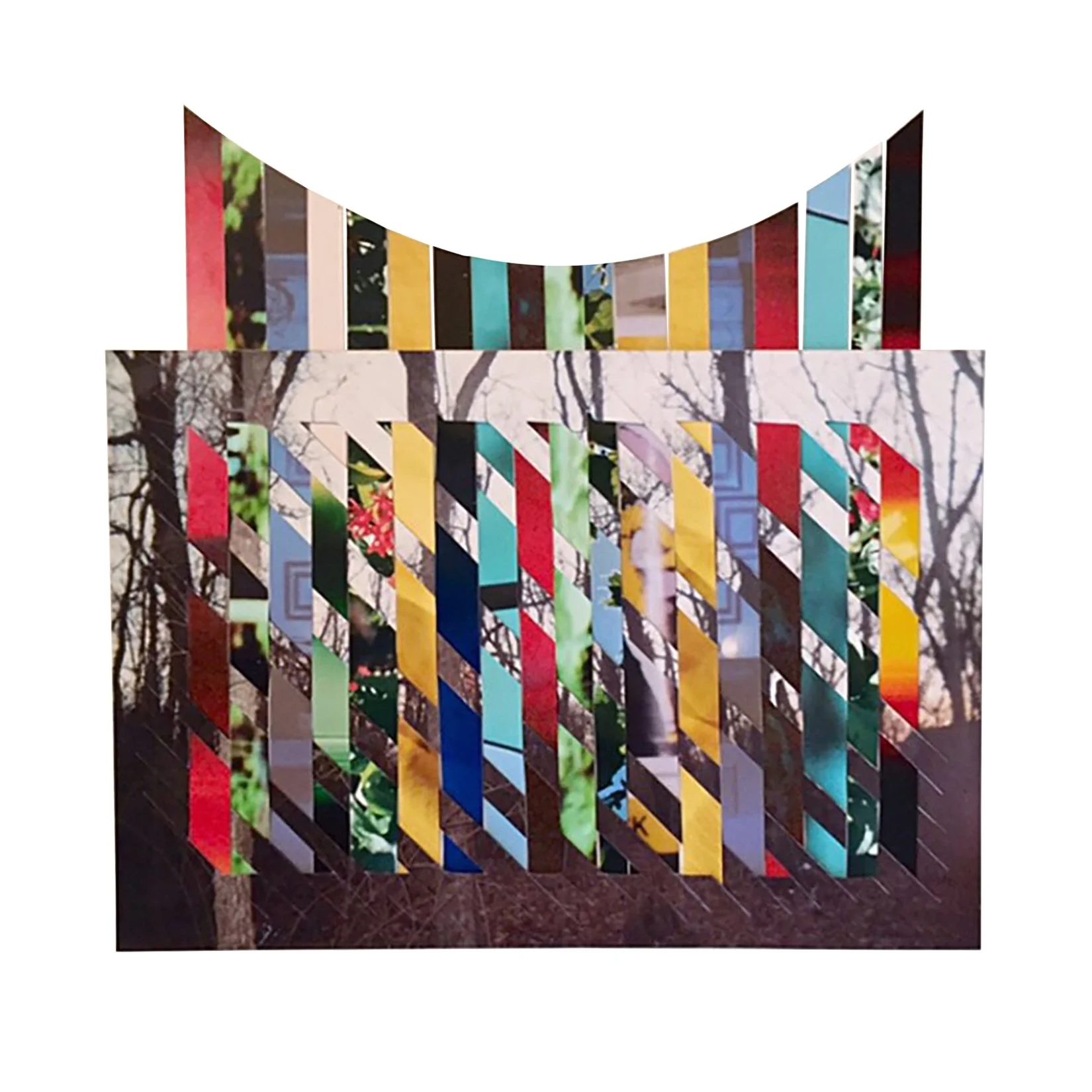   Photo Collage 8   2023  Woven photographs mounted on paper  8 × 8” 