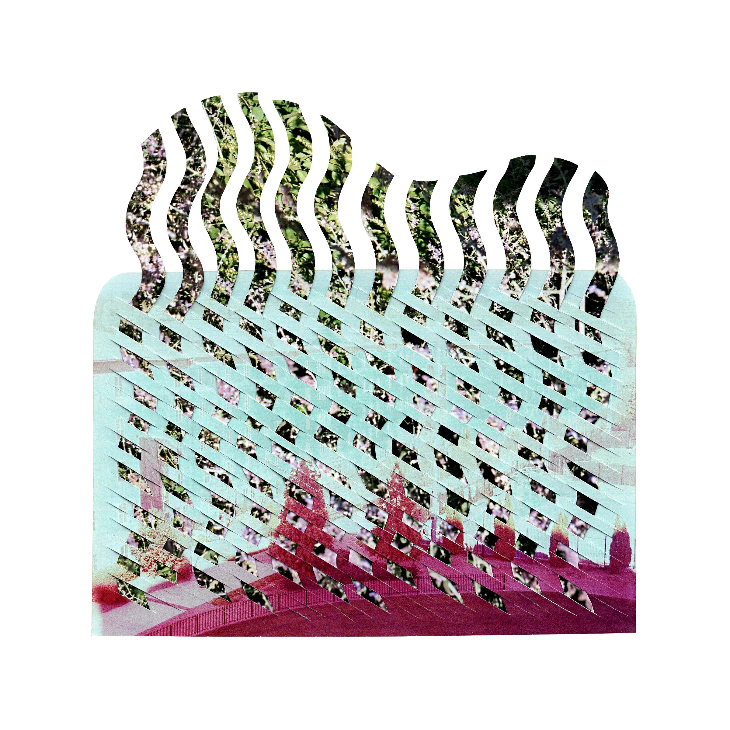   Photo Collage 10   2023  Woven photographs mounted on paper  8 × 8” 