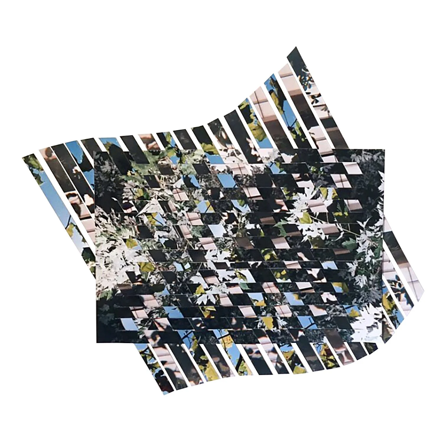  Photo Collage 7   2023  Woven photographs mounted on paper  8 × 8” 