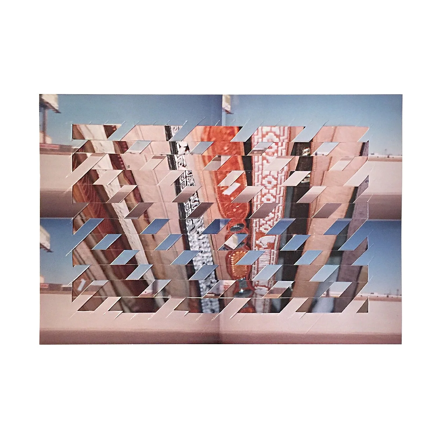   Photo Collage 12   2023  Woven photographs mounted on paper  8 × 8” 