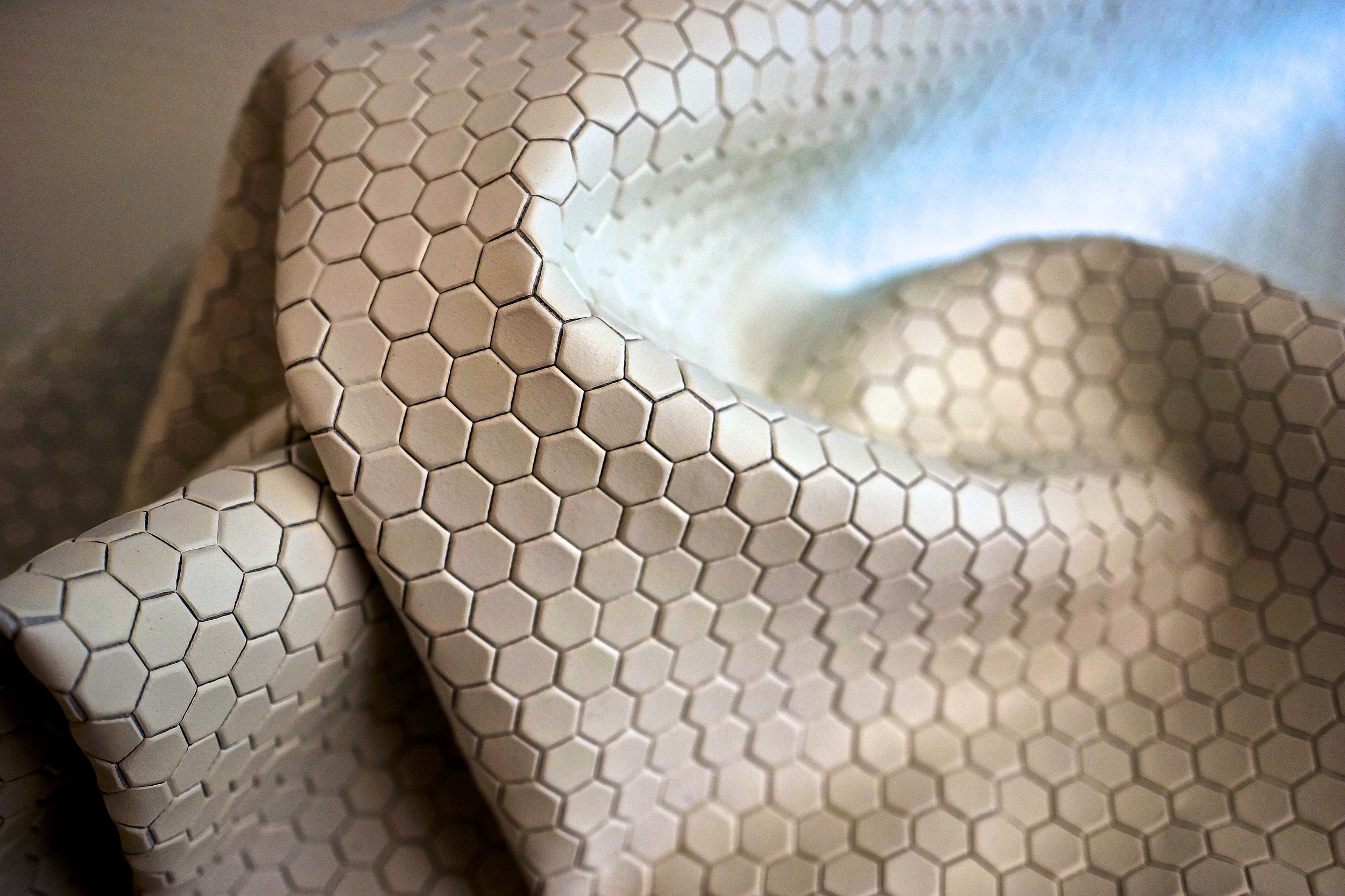 Honeycomb Embossed in bone white