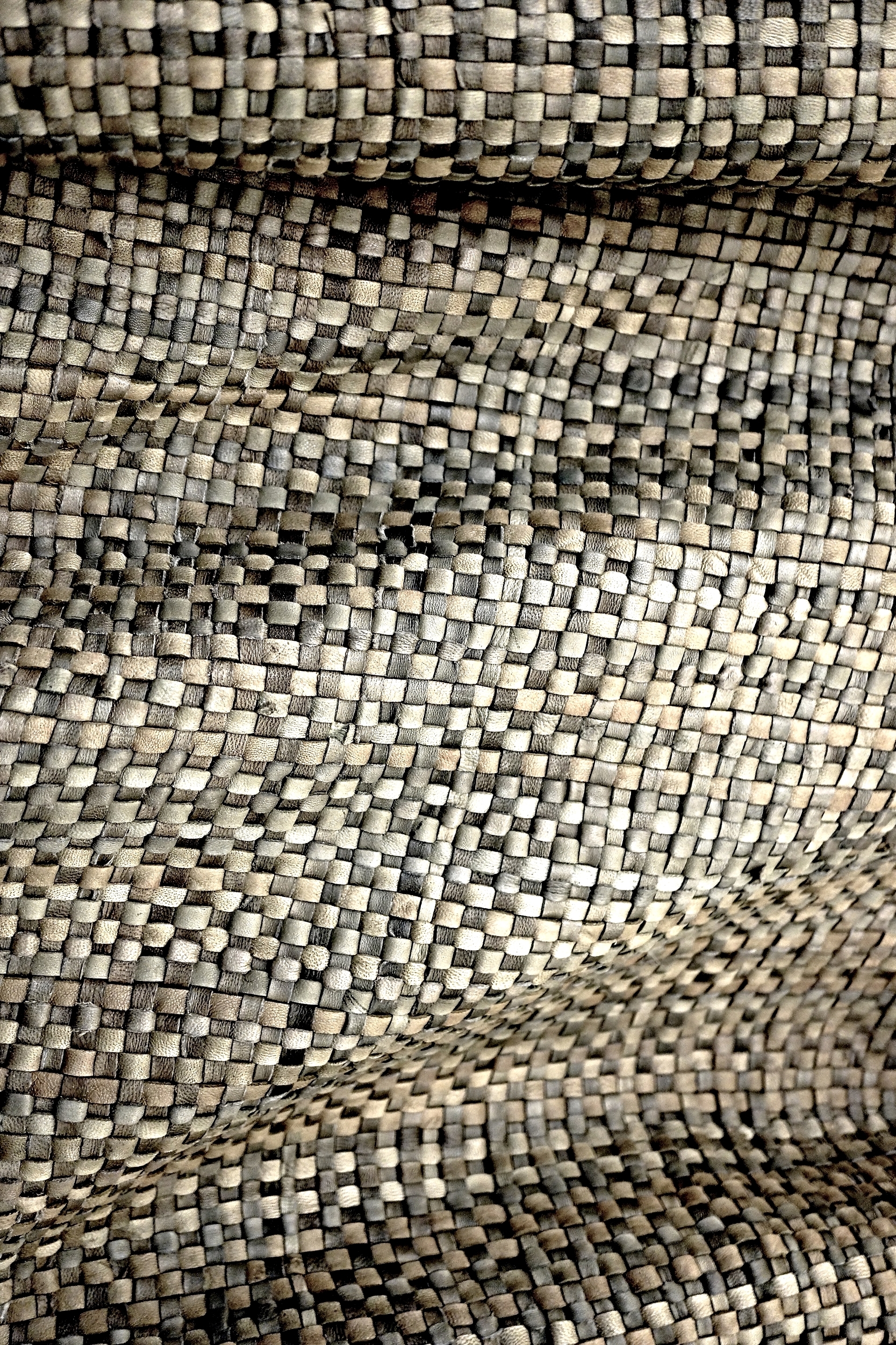 woven leather in grey and slate