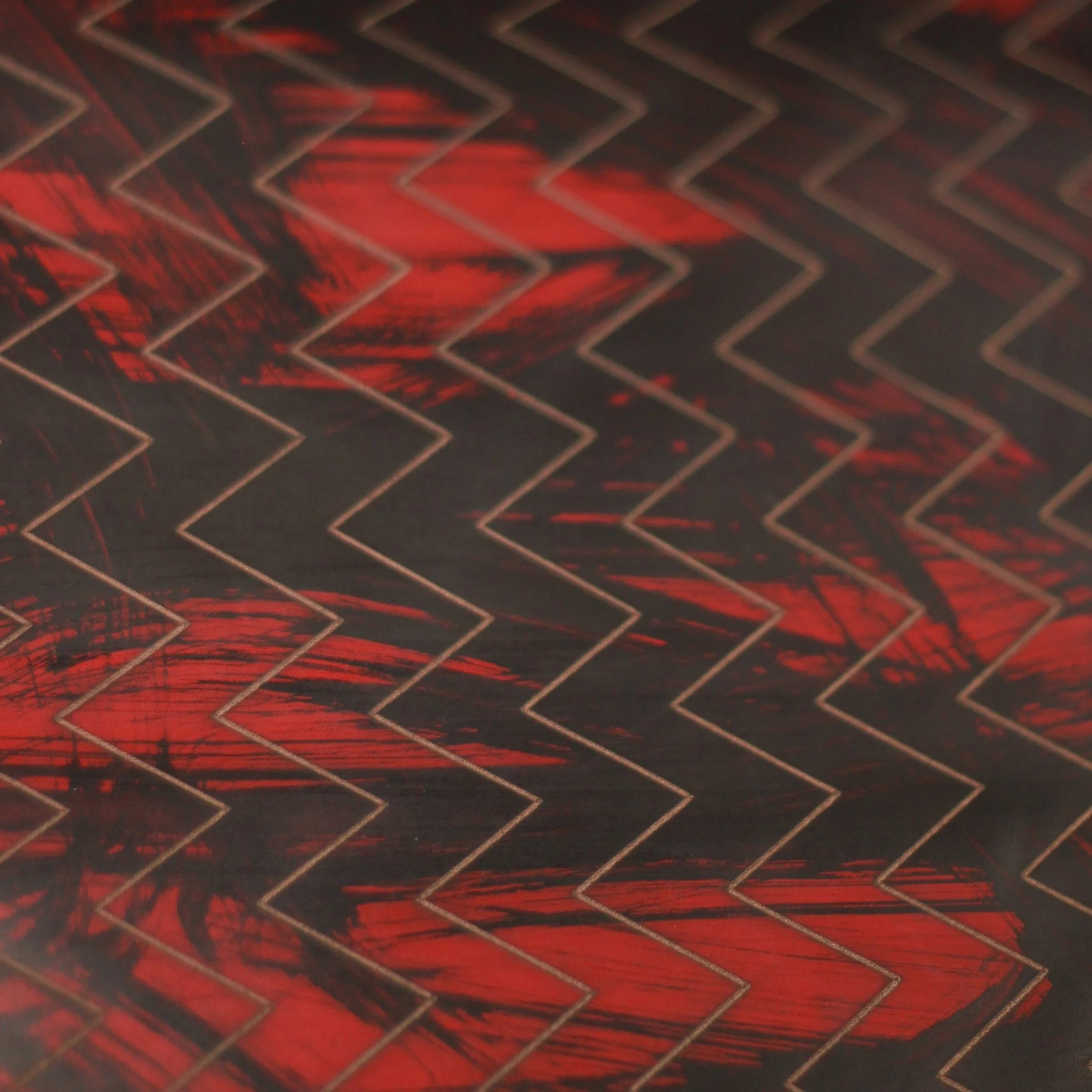 etched  on Maude leather in pimento with modo black brushed paint