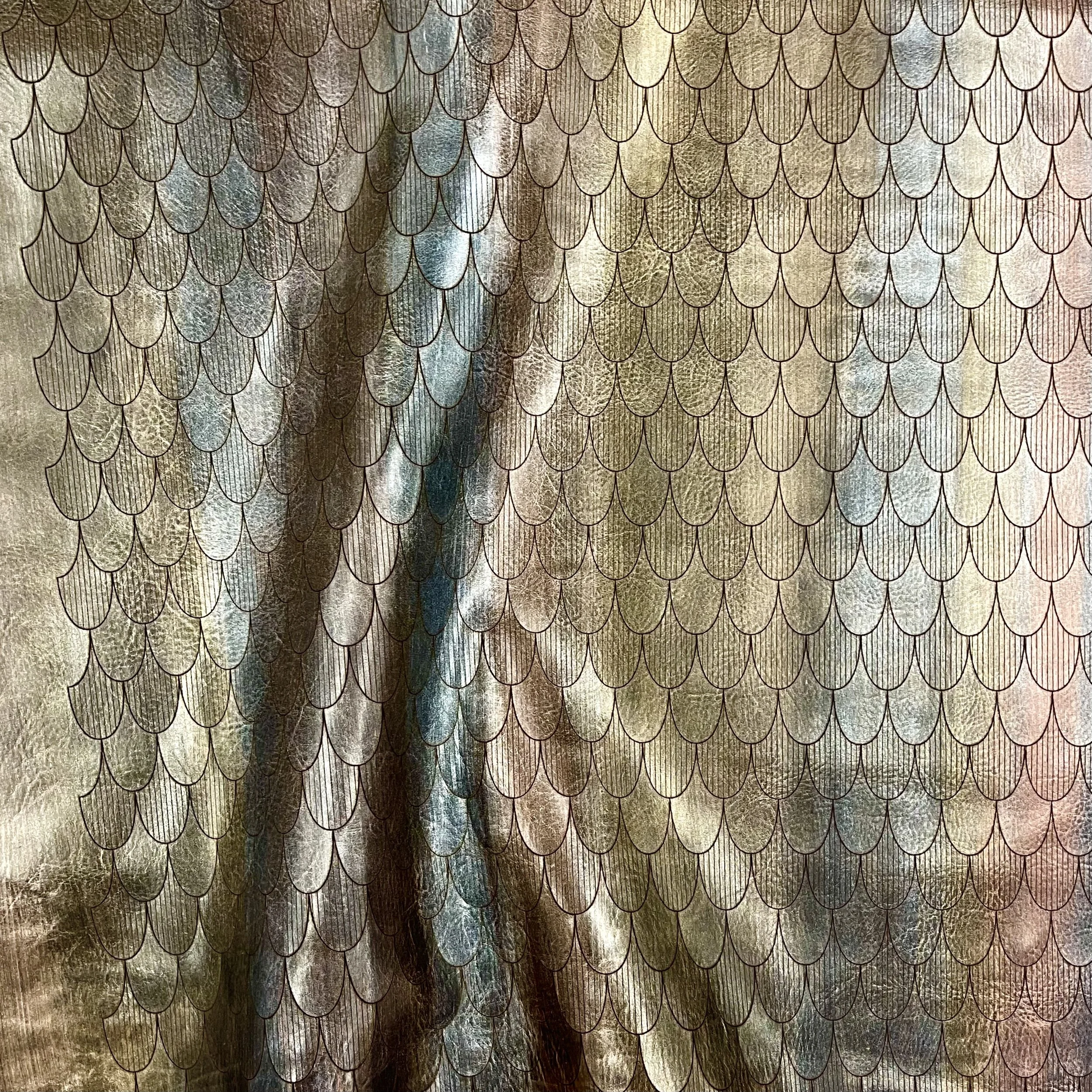 etched and engraved custom Andromeda ombre on Maude leather in clove