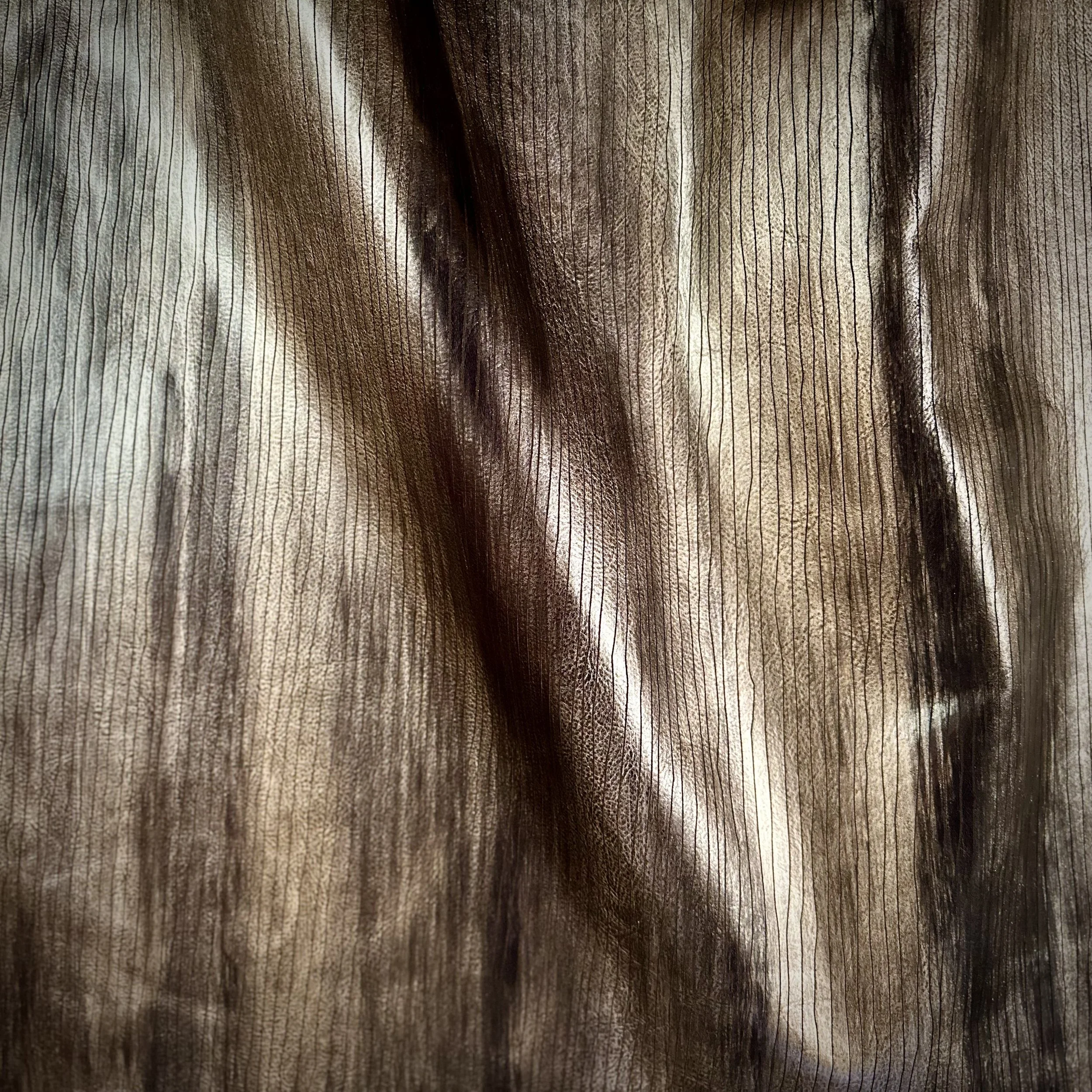 etched on ascot leather in color man o war with mondo silver paint