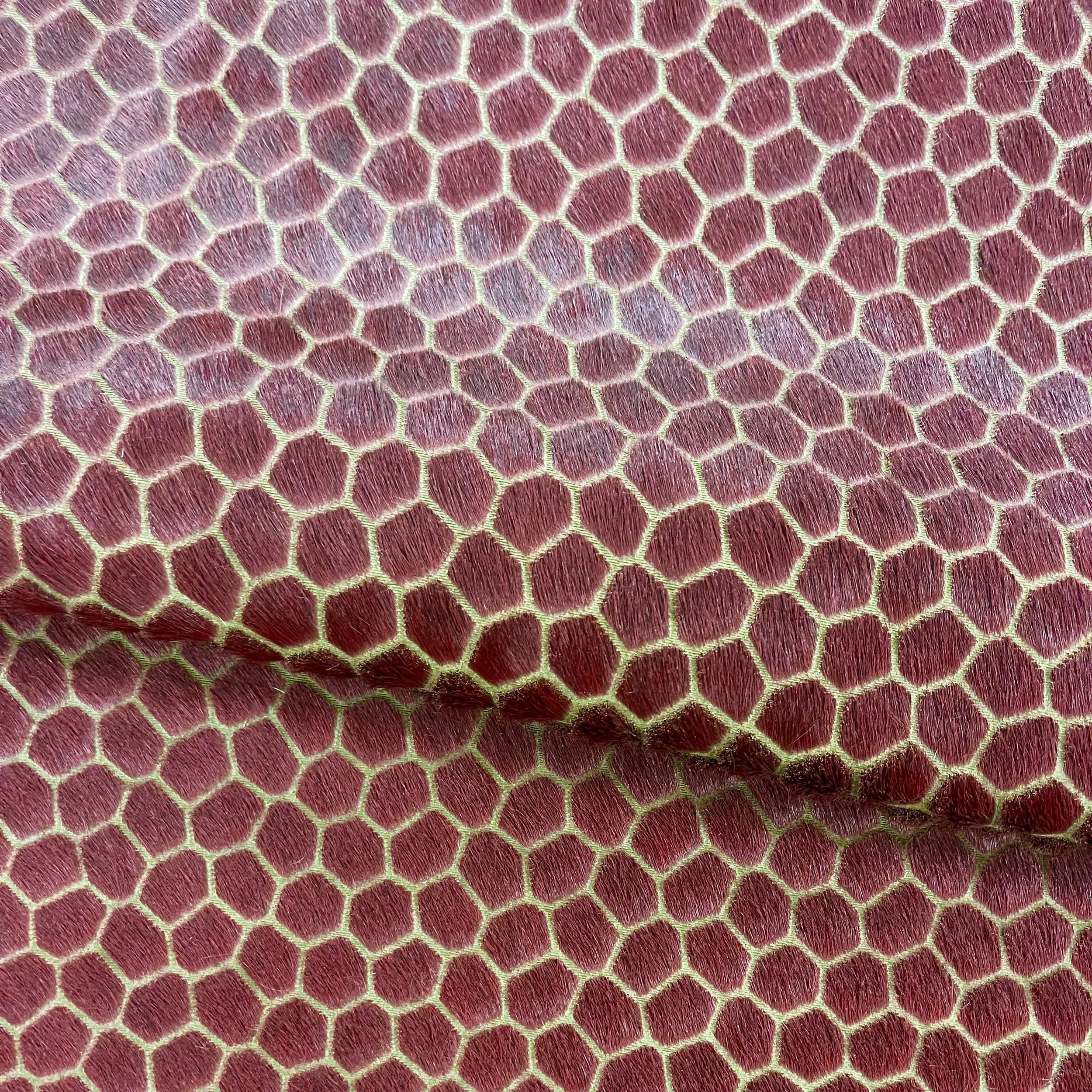 engraved on elsie hair on hide cow in color ruby