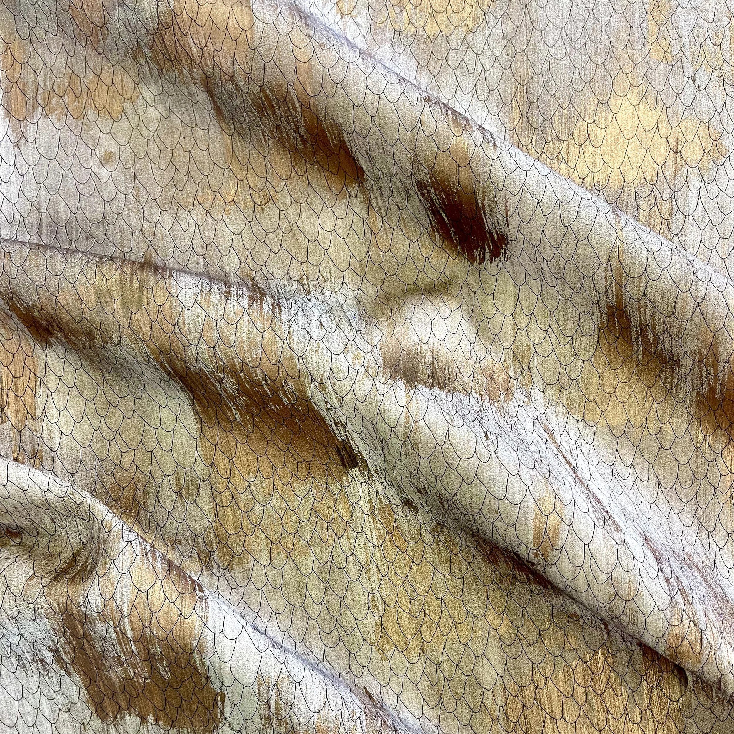 custom etched on Rutherford suede in clay with mondo bronze paint