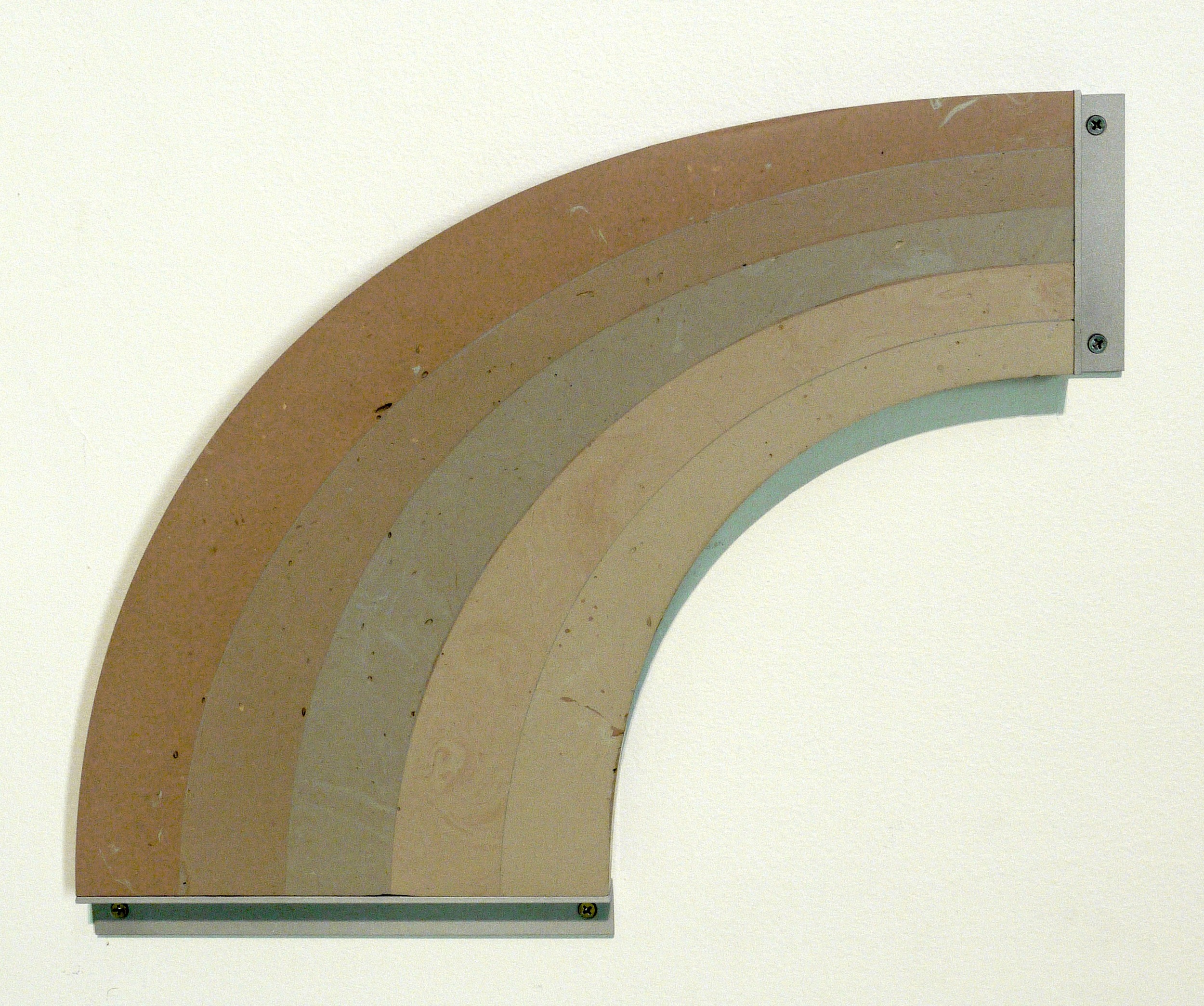  Bondo Rainbow, 2014, 22"x18"x2", bondo, aluminum,&nbsp;hardware 