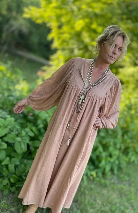 white christmas dresses Signature Soft Cotton Ribbed Long Sleeve Maxi Dress