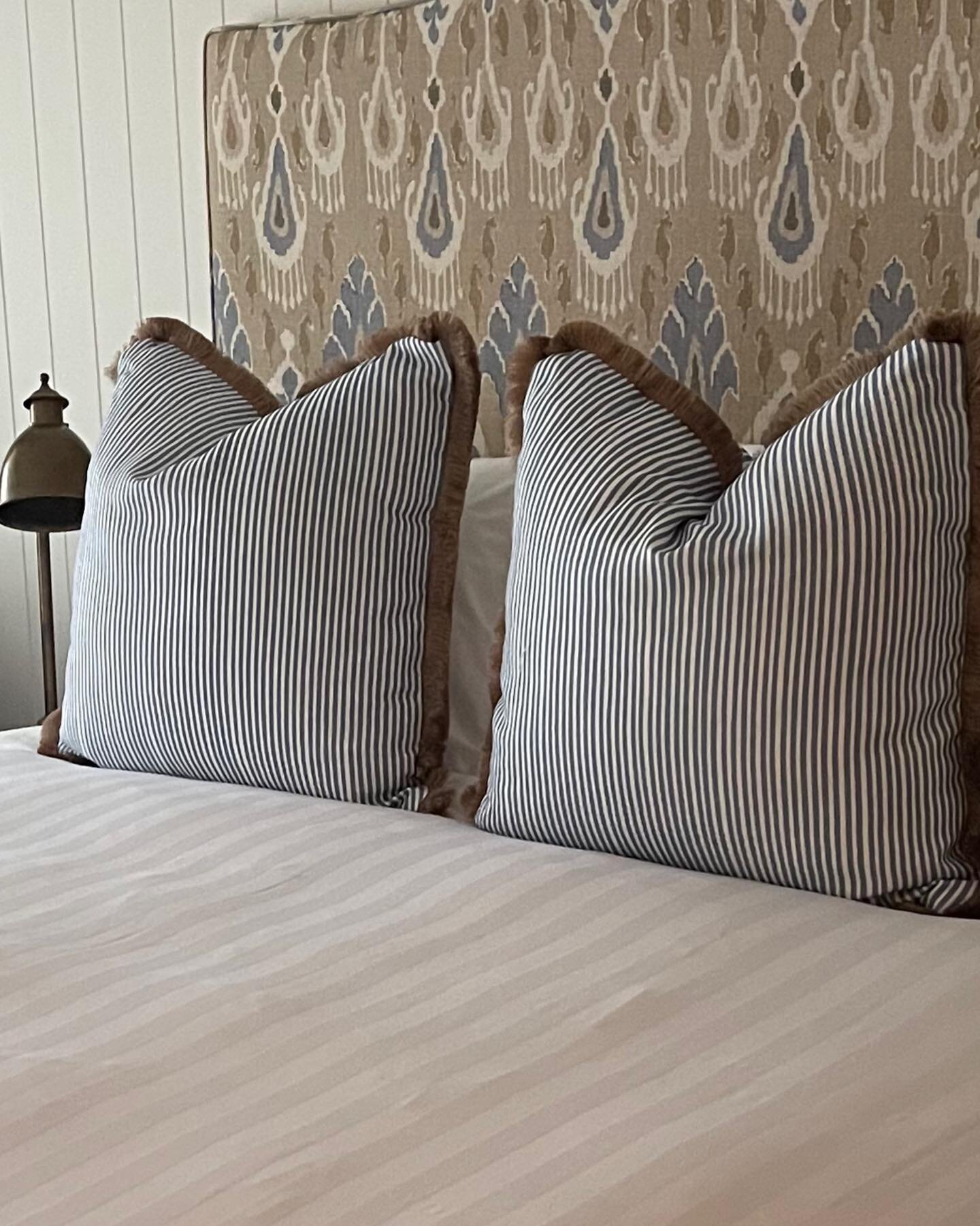 Our Bedheads and complementary cushions in their new home in a hotel. #bedhead #bespoke #hotel #interiors @bourkeshireinteriors #sydney #australia