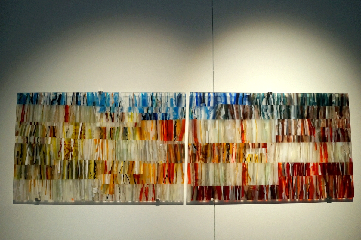 Hannah Gason, Untitled (after Boyd) 2016, kiln formed glass, 47 x 147 x 0.7 cm. Parliament House Art Collection.