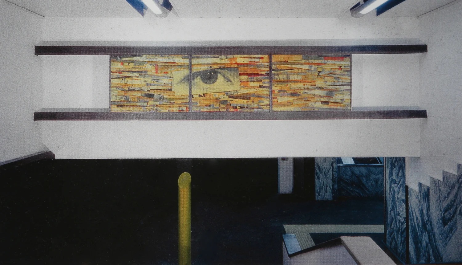 Senza titolo/Untitled, 2001 emulsione fotografica e tecnica mista su carta, ferro, vetro/Photographic Emulsion and Mixed Media on paper, steel and glass cm 110x580