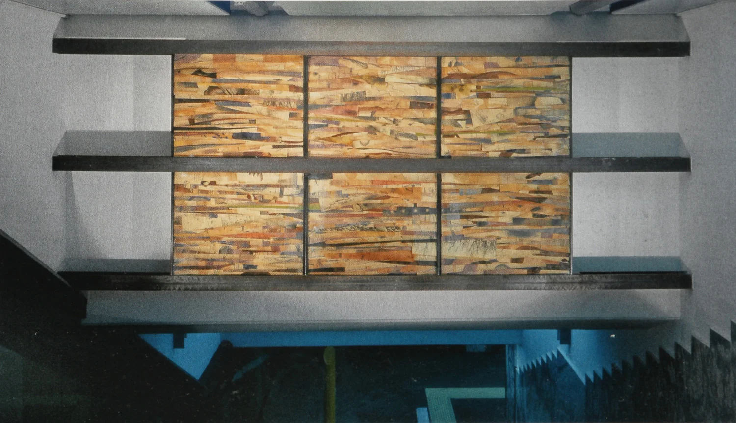 Senza titolo/Untitled, 2001 emulsione fotografica e tecnica mista su carta, ferro, vetro/Photographic Emulsion and Mixed Media on paper, steel and glass cm 190x580