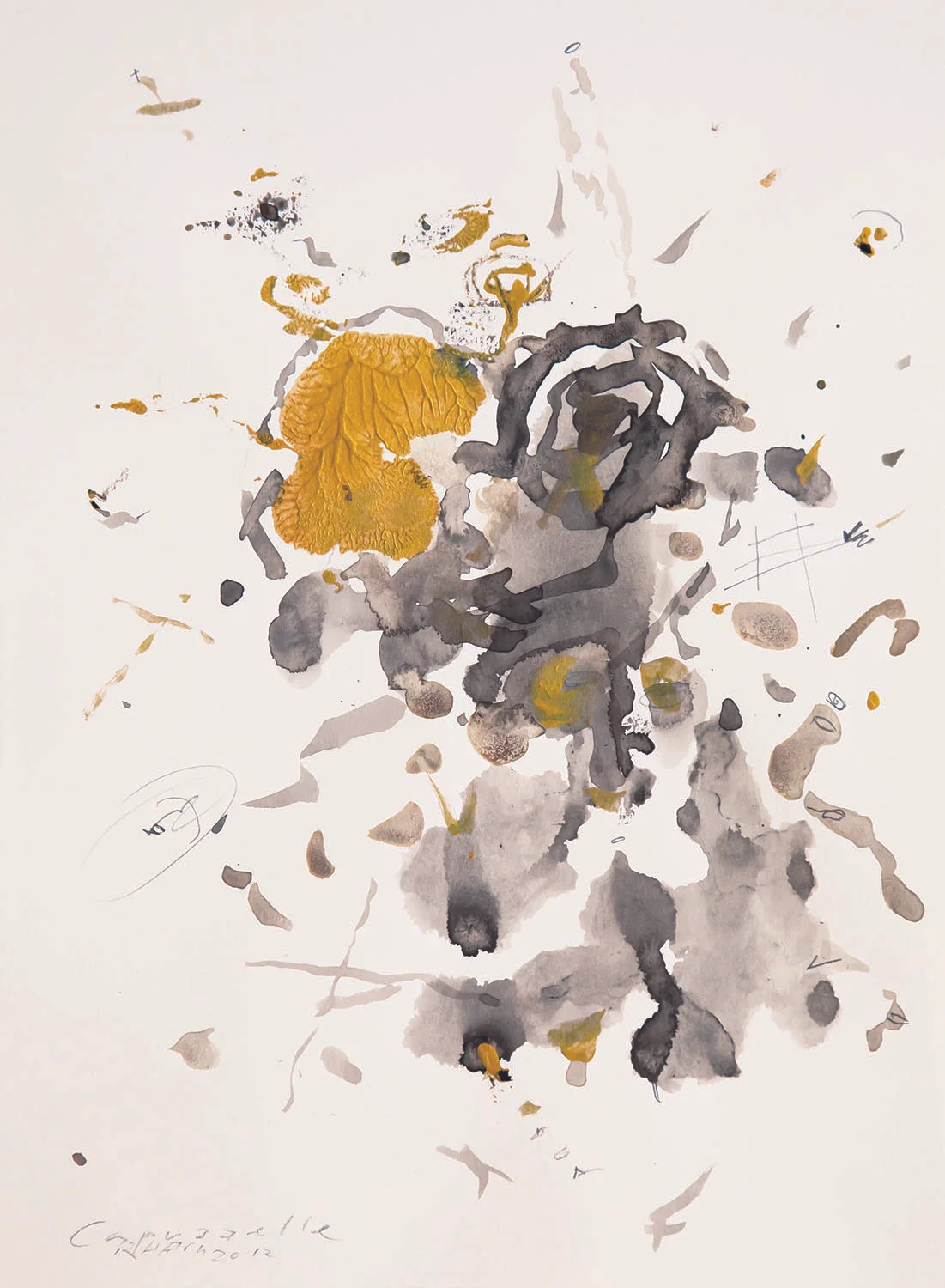 Capuzzelle , 2012, acrylic on paper, cm 31,5x24,5 (framed cm 54x48)
