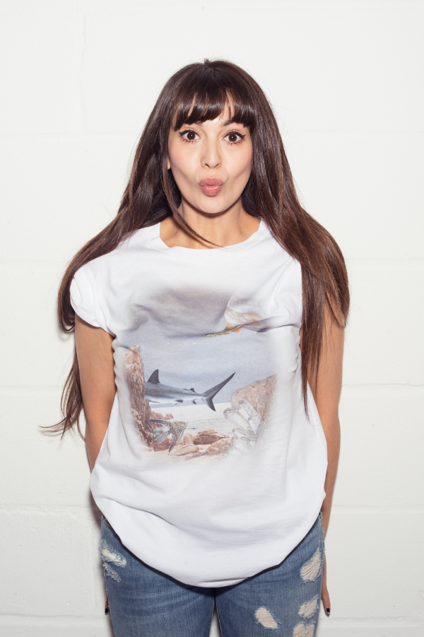 Zara Martin wearing design by Emma Cook