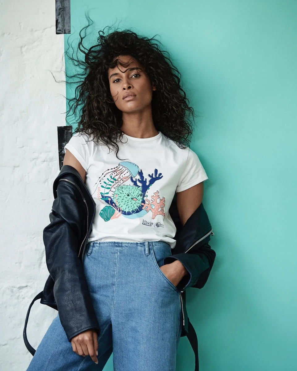 Model Cindy Bruna wears Lowie’s design. Photographed by Eric Guillemain.