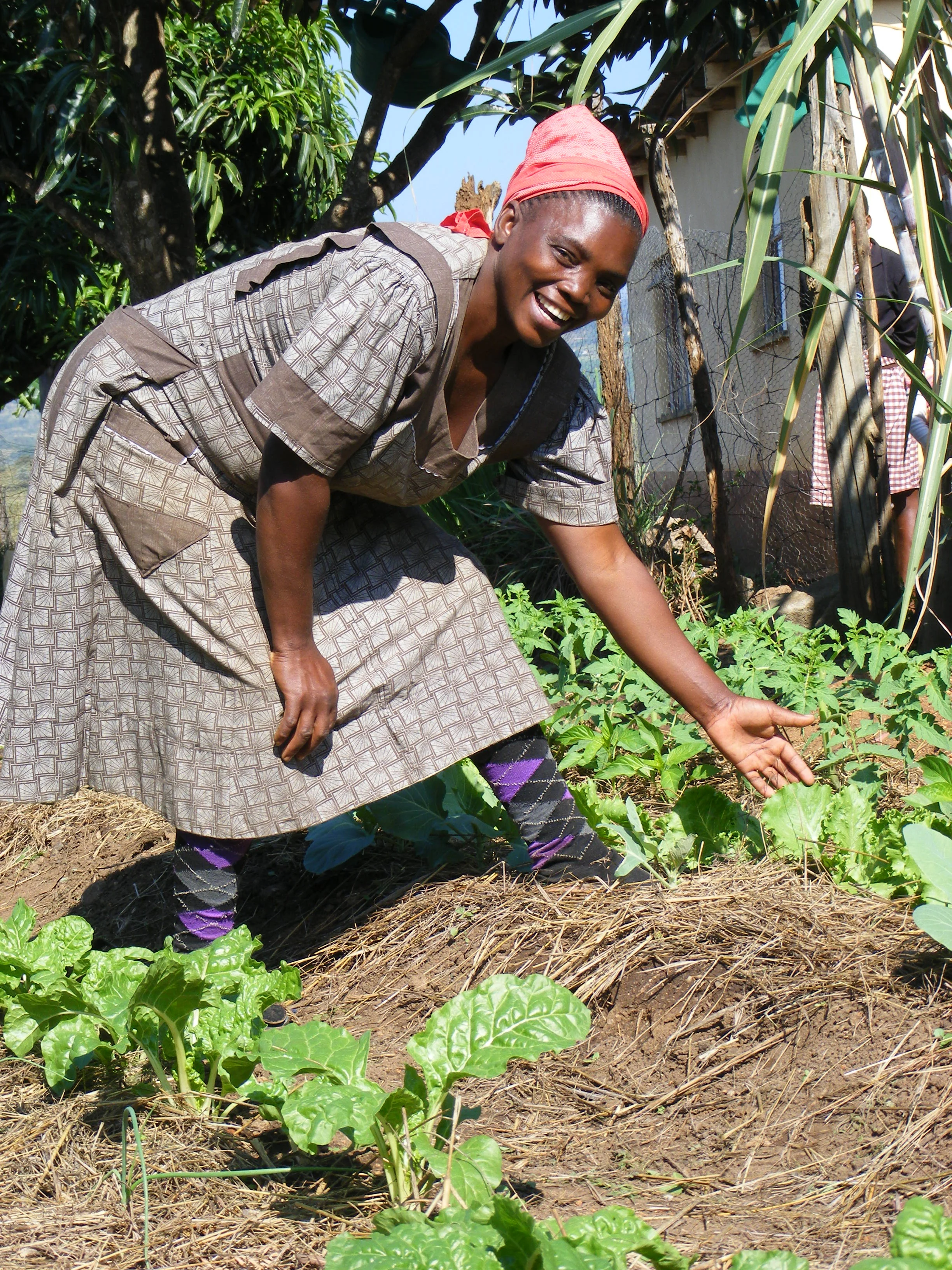 two ladies with some veg