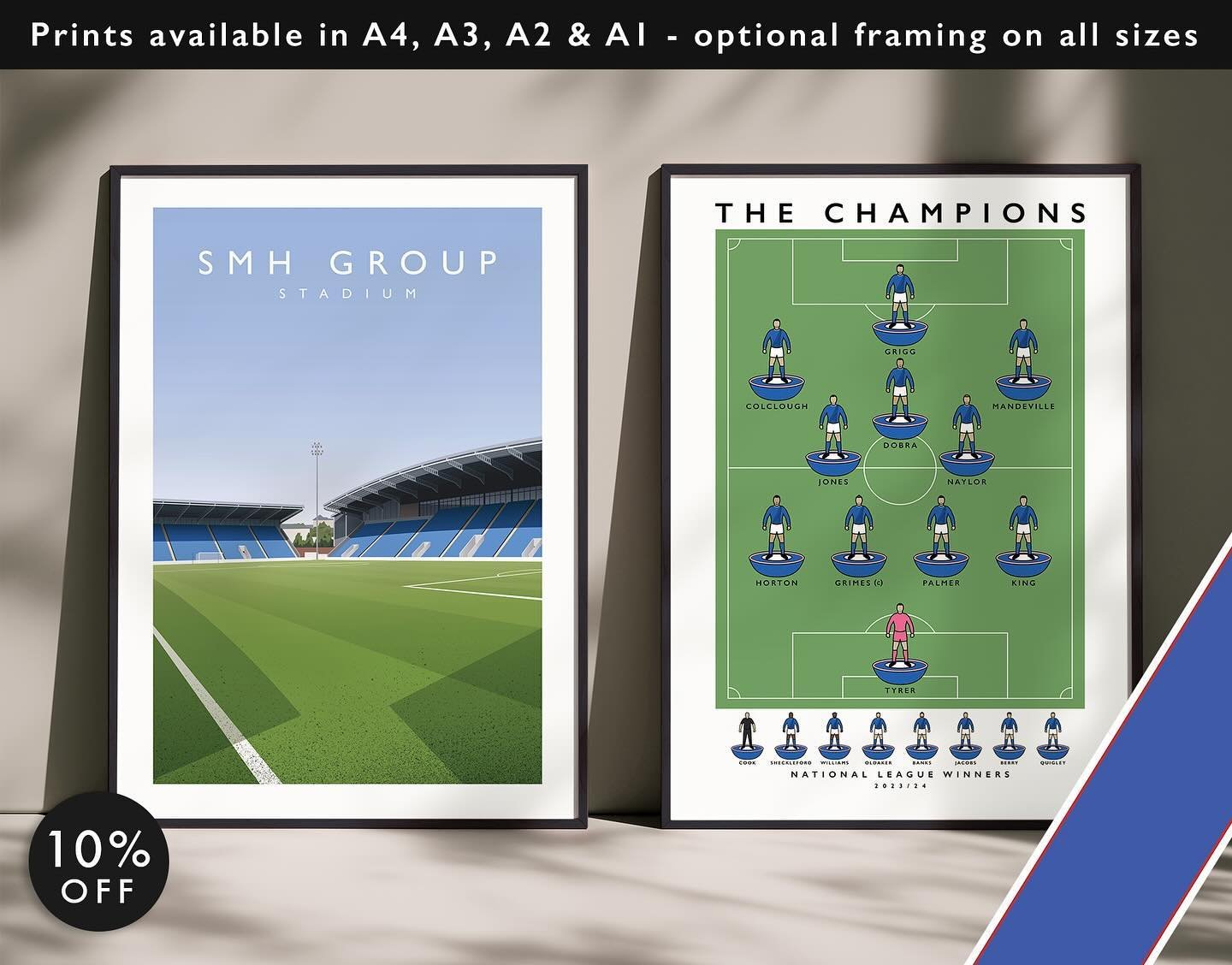 SMH Group Stadium &amp; Chesterfield FC The Champions 23/24 

Prints available in A4, A3, A2 &amp; A1 with optional framing 

Get 10% off until midnight with the discount code
THE-SPIREITES 

Visit: matthewjiwood.com/subbuteo-teams&hellip;

#Chesterf