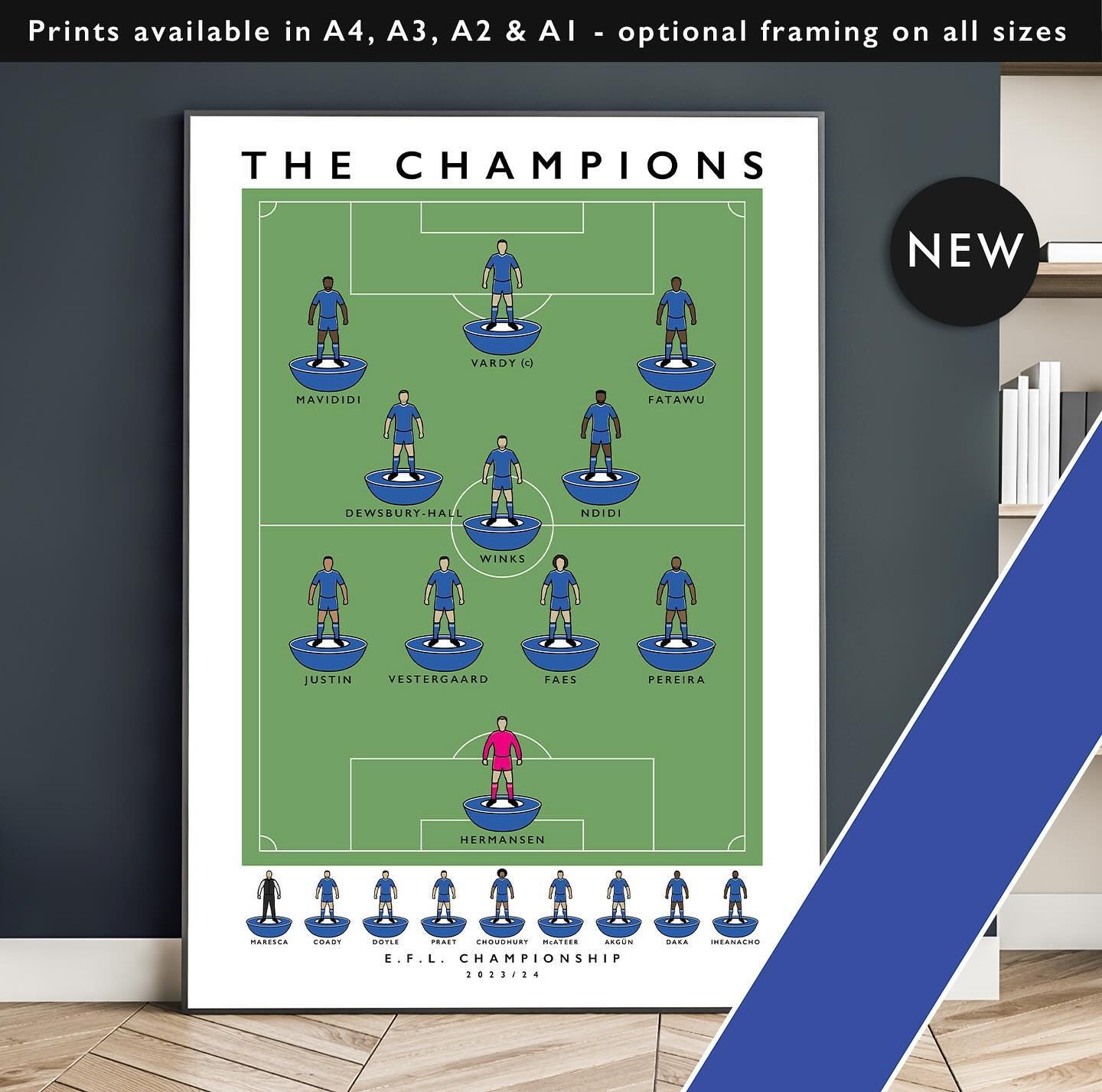 NEW: Leicester City The Champions 23/24 

Prints available in A4, A3, A2 &amp; A1 with optional framing 

Get 10% off until midnight with the discount code
THE-FOXES

Shop now: matthewjiwood.com/subbuteo-xis/l&hellip;

#lcfc #FOXES #Leicester