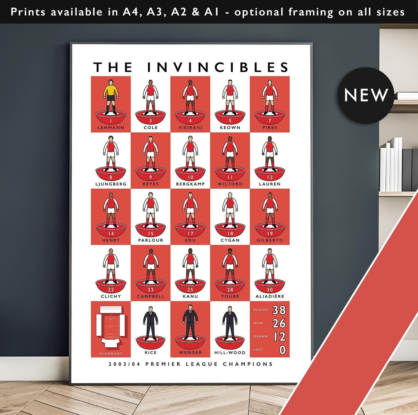 NEW: Arsenal The Invincibles 

Prints available in A4, A3, A2 &amp; A1 with optional framing 

Get 10% off until midnight with the discount code
THE-INVINCIBLES 

Shop now: matthewjiwood.com/subbuteo-xis/a&hellip;

#Arsenal #Gunners #AFC #Invincibles