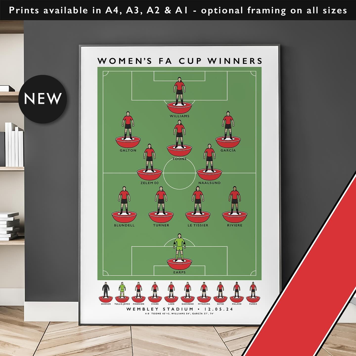 NEW: Manchester United Women FA Cup Winners 

Prints available in A4, A3, A2 &amp; A1 with optional framing 

Get 10% off until midnight with the discount code
THE-RED-DEVILS

Shop now: matthewjiwood.com/subbuteo-xis/m&hellip;

#MUWomen #WomensFACup 
