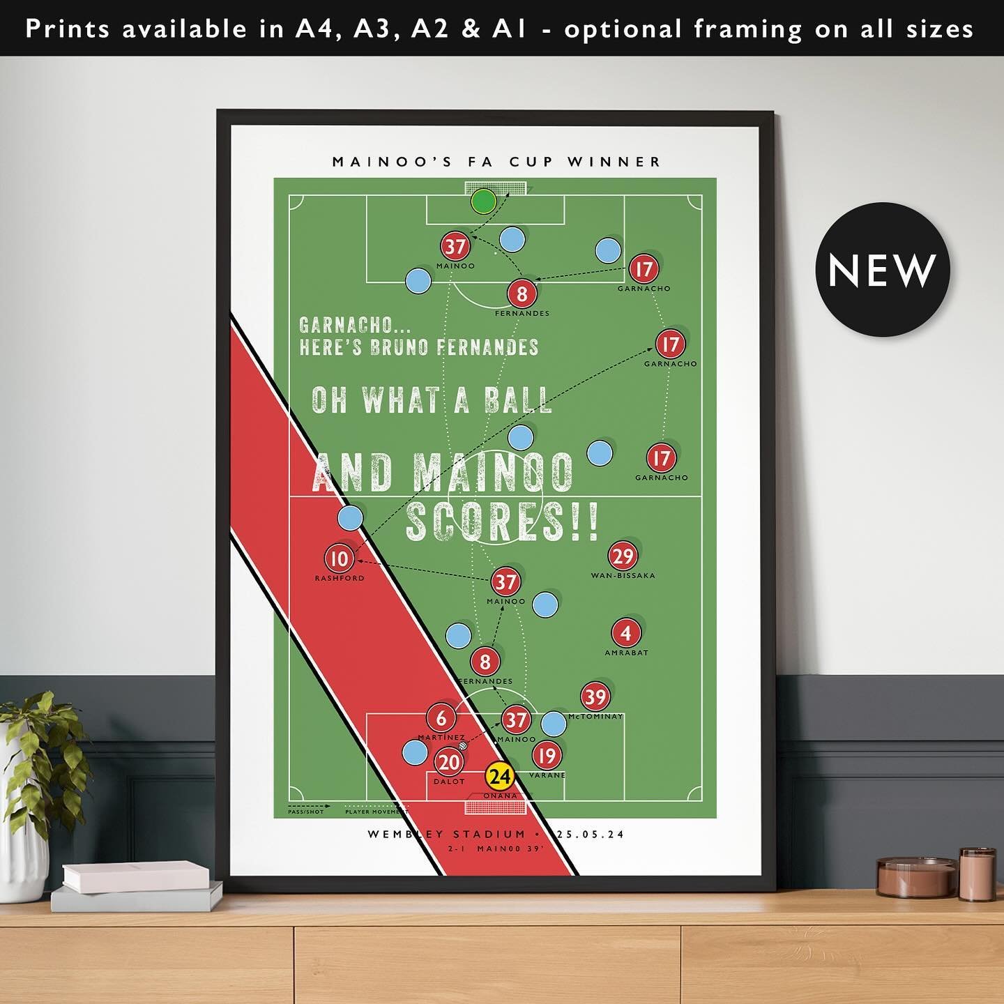 NEW: Manchester United Mainoo&rsquo;s FA Cup Winner 

Get 10% off until midnight with the discount code: 
THE-RED-DEVILS

Shop now: matthewjiwood.com/goooal/mainoo

Prints available in A4, A3, A2 &amp; A1 with optional framing

#MUFC #ManUnited #Manc