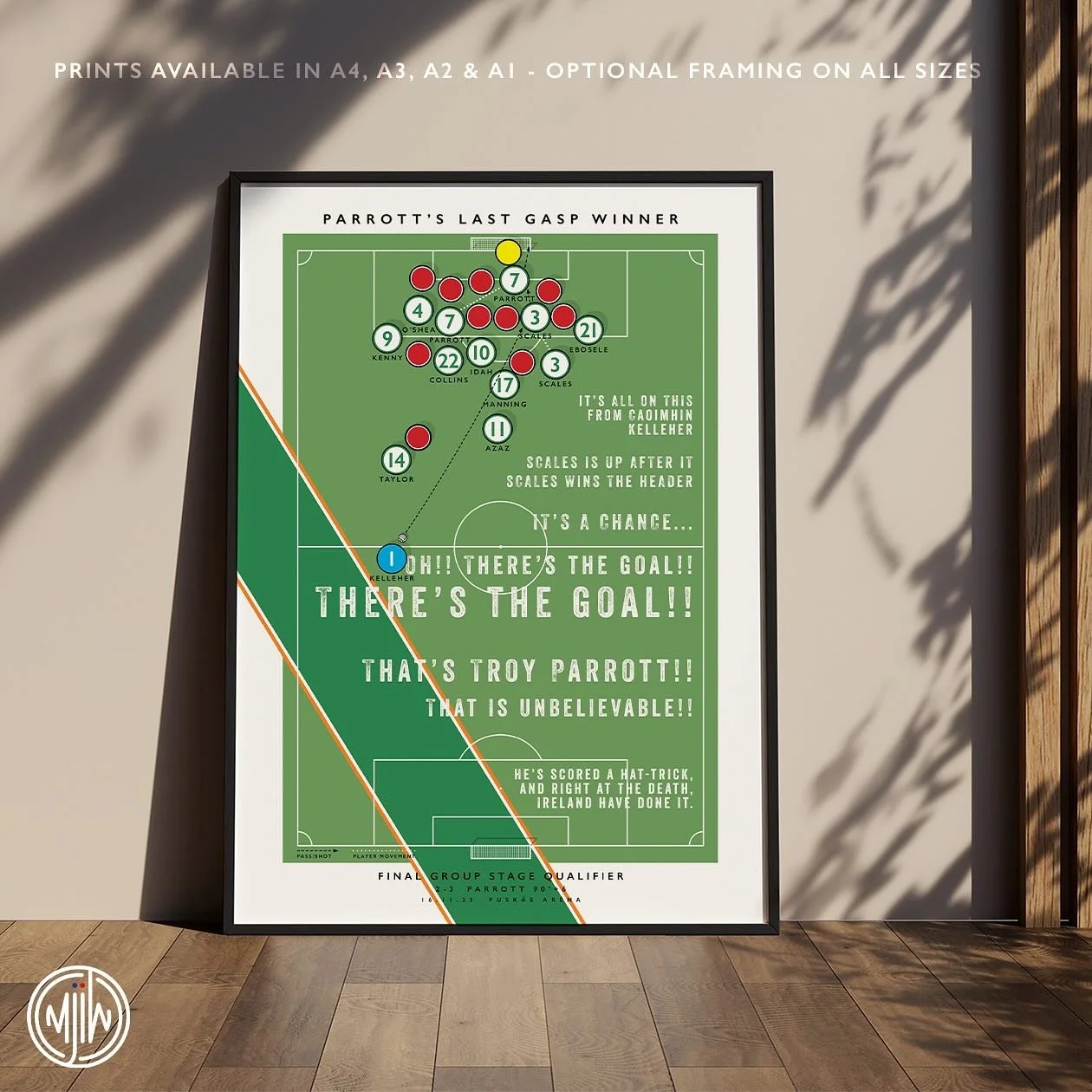 NEW: Parrott&rsquo;s Last Gasp Winner

Get 10% off until midnight with the discount code: THAT-IS-UNBELIEVABLE

Shop now: matthewjiwood.com/goooal/parrott 

Prints available in A4, A3, A2 &amp; A1 with optional framing 

#Ireland #COYBIG #FAI