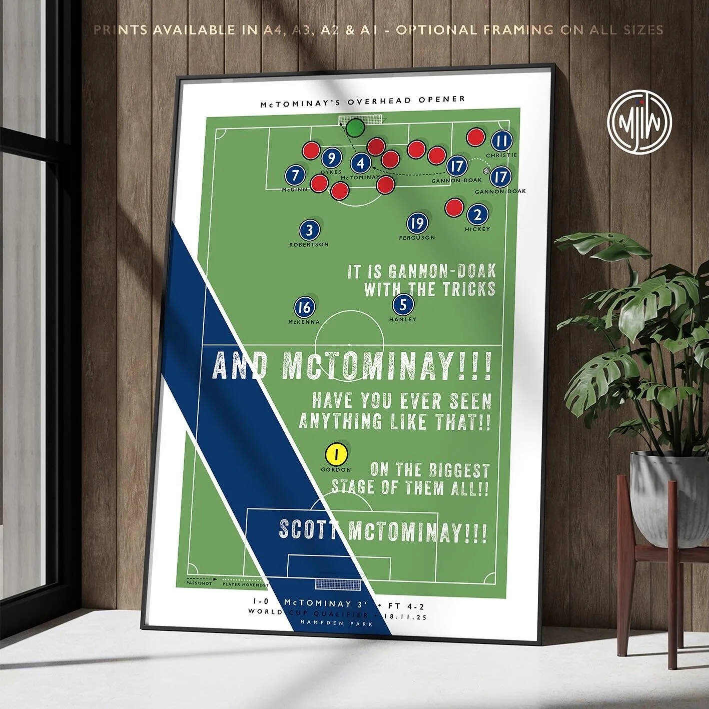 The Scotland World Cup Qualifier Collection

Only one place to start - McTominay&rsquo;s incredible overhead finish

Get 10% off until midnight with the discount code:
THE-TARTAN-ARMY

Visit: matthewjiwood.com/scotland-footb&hellip;

Prints available