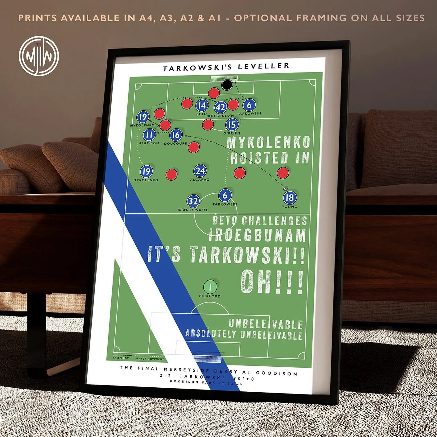 Everton: The Tarkowski Goal

Get 10% off with the discount code: BLACK-FRIDAY-10 

Visit: matthewjiwood.com/everton-prints

Prints available in A4, A3, A2 &amp; A1 

#Everton