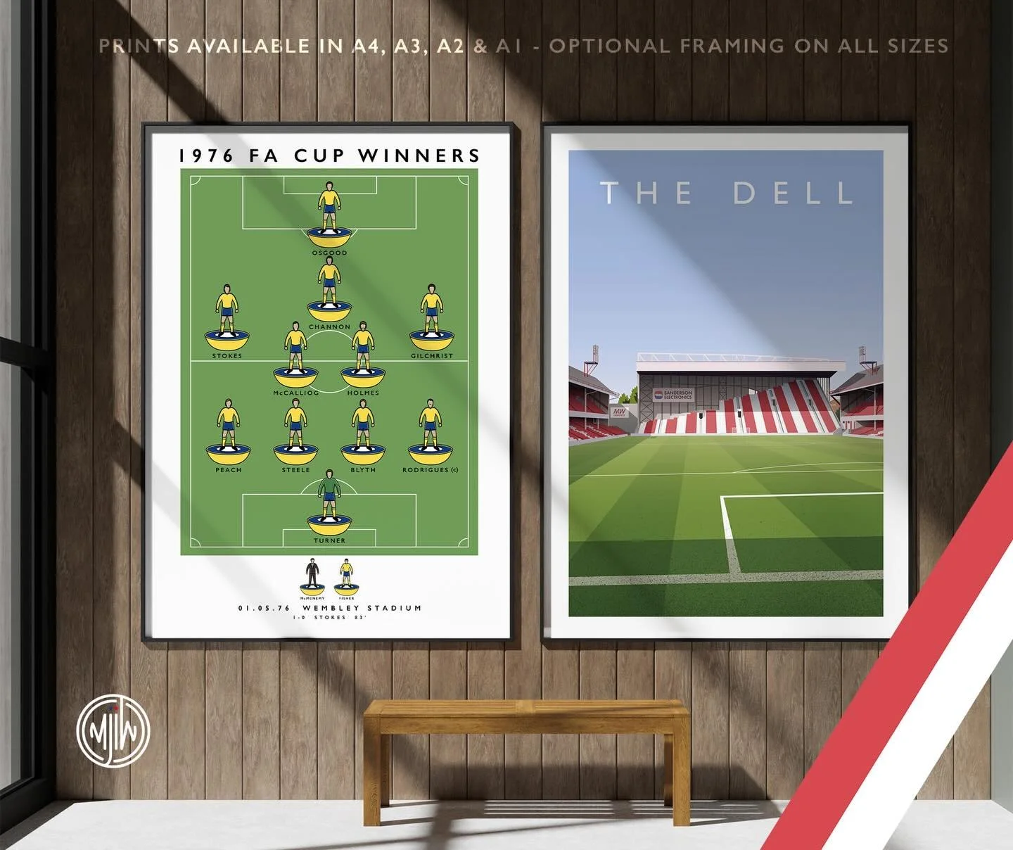The 1976 FA Cup Winners &amp; The Dell Milton Road End

Get 10% off with the discount code: MJIW-JAN-10

Shop now: matthewjiwood.com/southampton-po&hellip;

Prints available in A4, A3, A2 &amp; A1 with optional framing

#SaintsFC