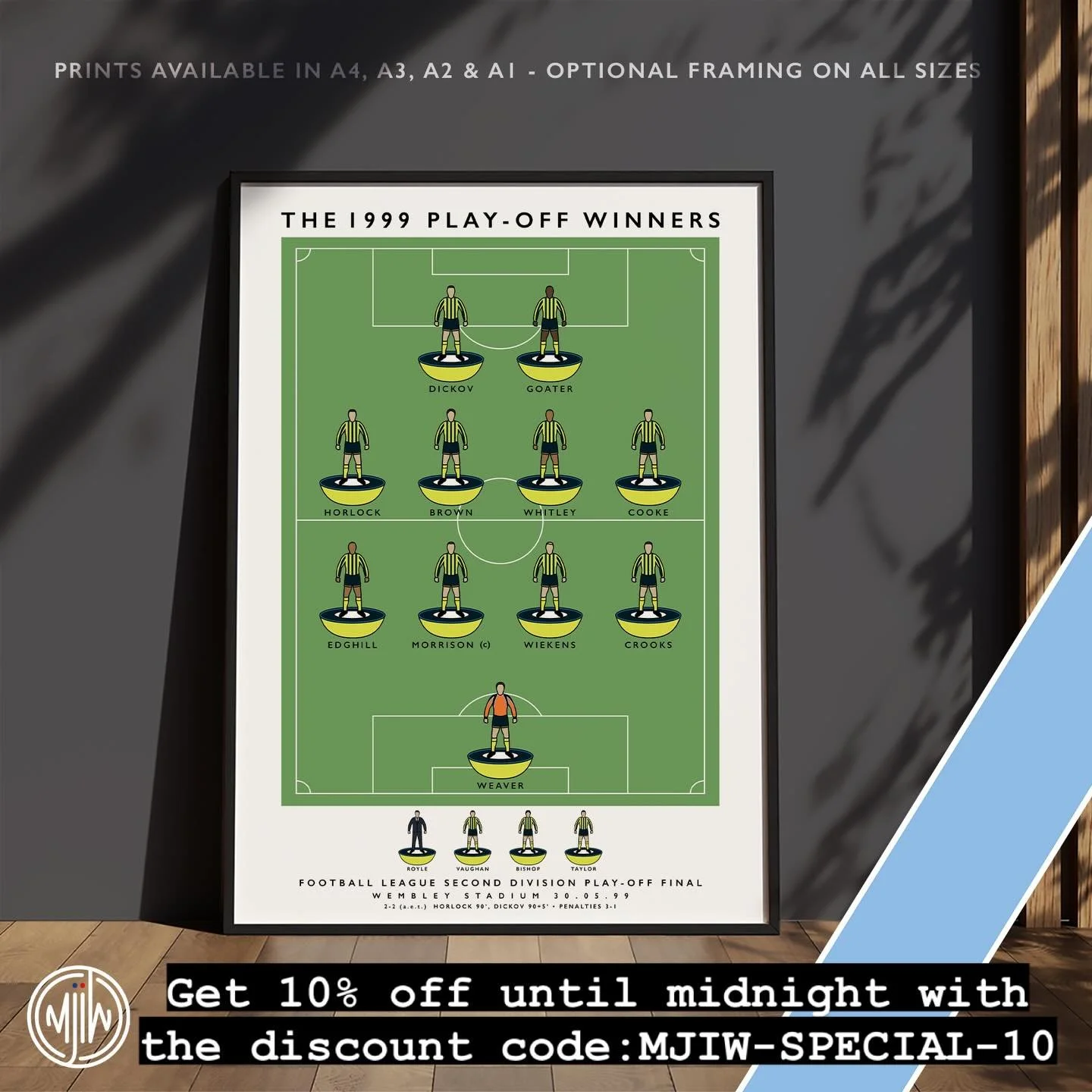 Manchester City The 1999 Play-Off Winners

Get 10% off until midnight with the discount code:
MJIW-SPECIAL-10

Shop now: matthewjiwood.com/subbuteo-xis/m&hellip;

Prints available in A4, A3, A2 &amp; A1 with optional framing

#MCFC