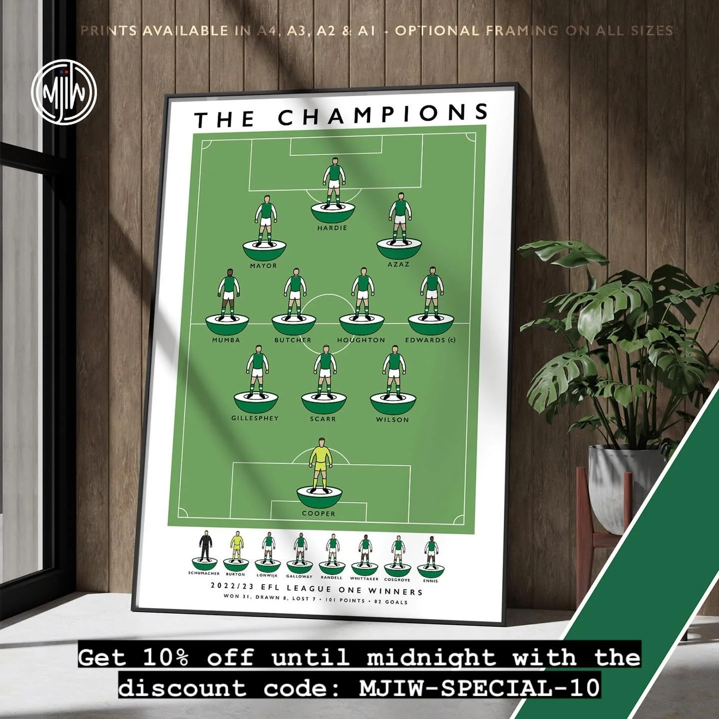 Plymouth Argyle The Champions 22/23

Get 10% off until midnight with the discount code: MJIW-SPECIAL-10

Shop now: https://matthewjiwood.com/subbuteo-xis/plymouth-2023

Prints available in A4, A3, A2 &amp; A1 with optional framing

#Plymouth #PAFC #P