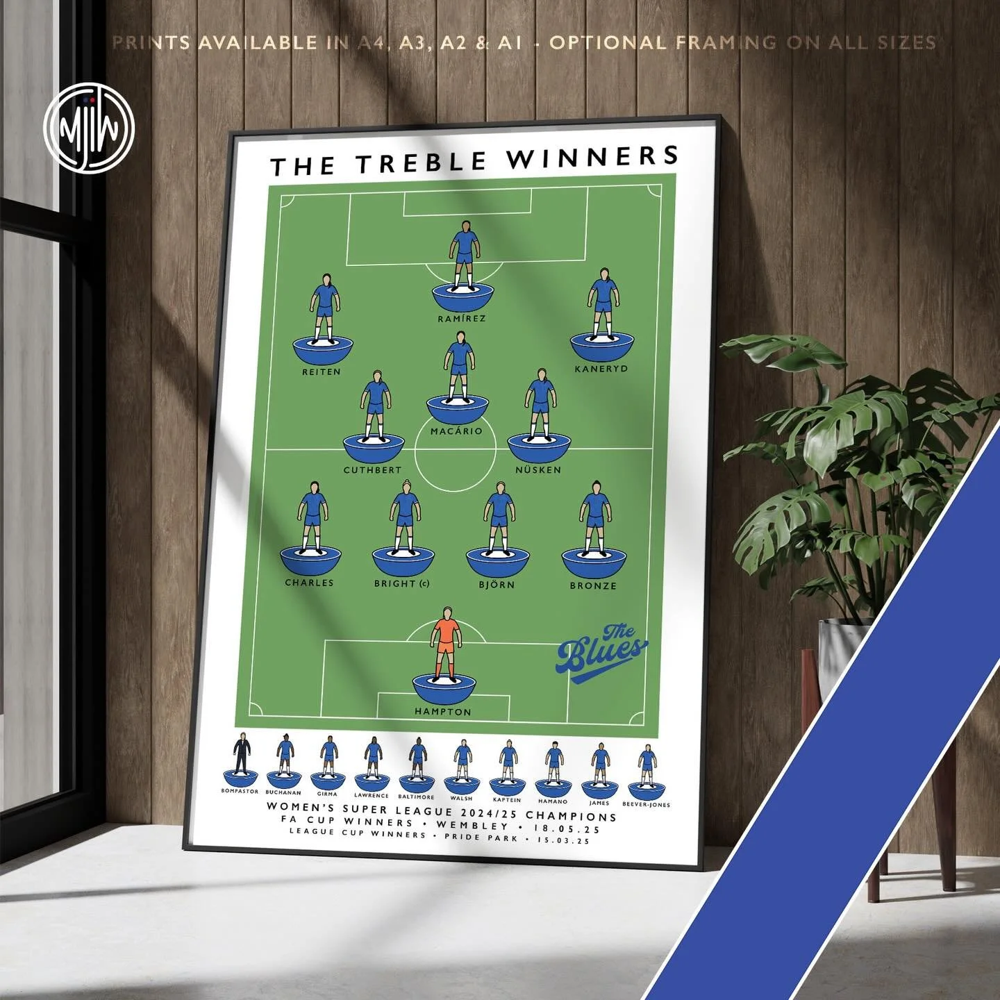 Chelsea FC Women The Treble Winners 24/25

Get 10% off until midnight with the discount code:
THE-BLUES

Prints available in A4, A3, A2 &amp; A1 with optional framing 

Shop Now: matthewjiwood.com/subbuteo-teams&hellip;

#CFCW #Chelsea #WSL @thecfcws