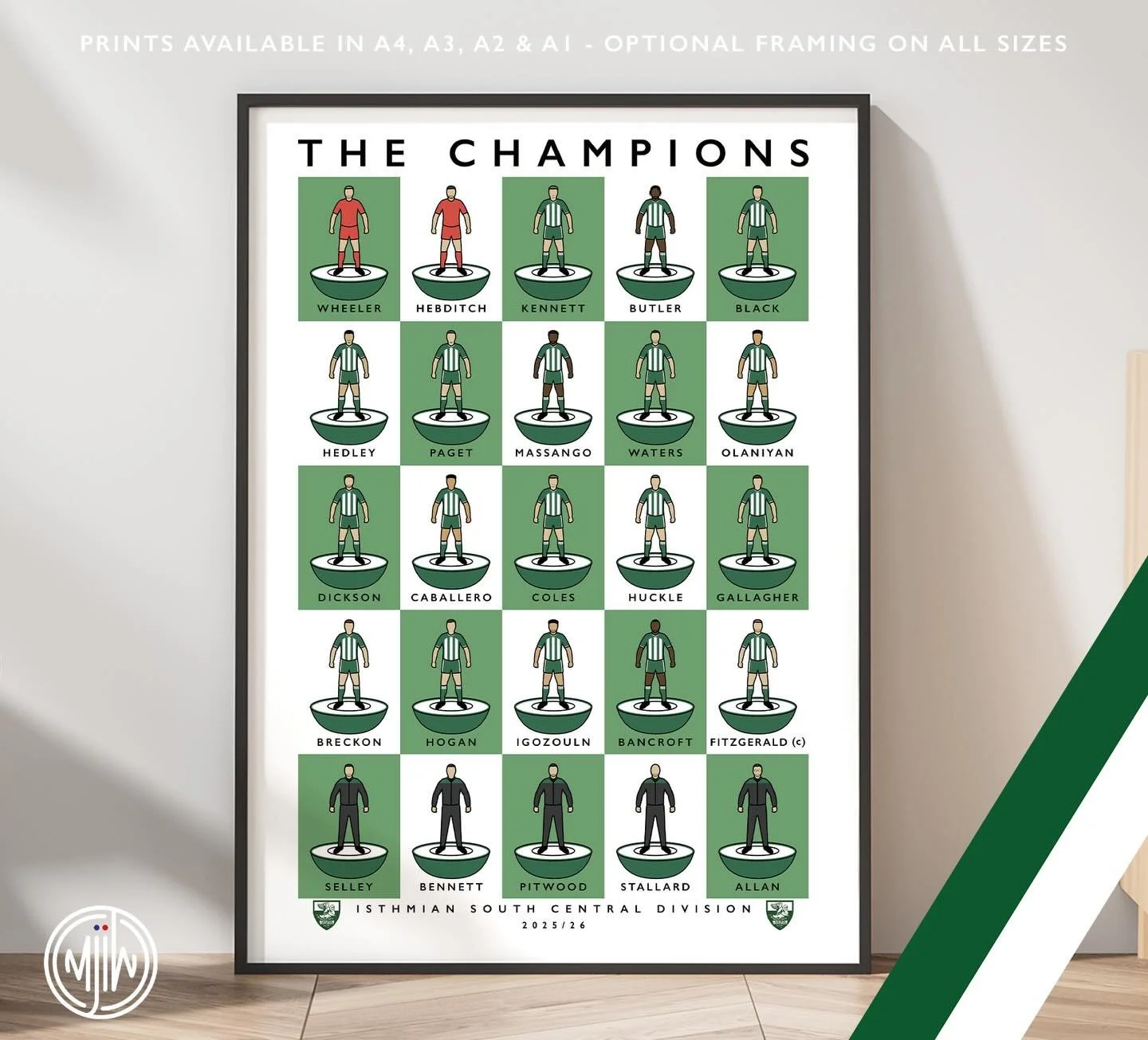 NEW: Leatherhead FC The Champions 2025/26

Prints will be available from the club if you want to save on postage, but for larger sizes and frames visit https://matthewjiwood.com/subbuteo-teams-nonleague/leatherhead-fc

#LeatherheadFC #upthetanners