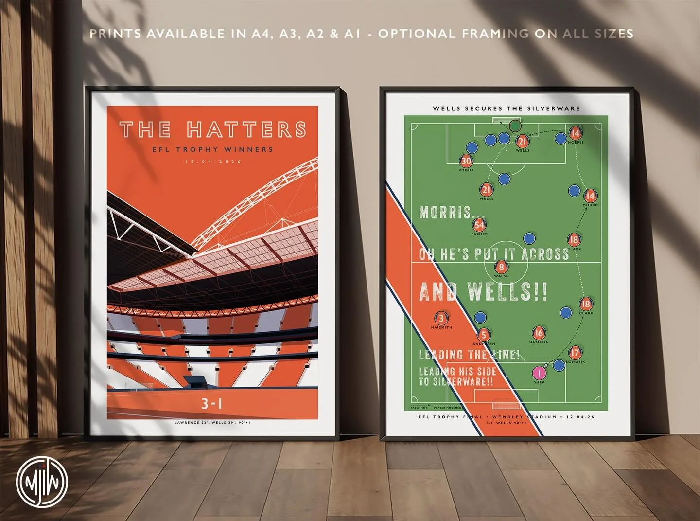 NEW: The Hatters Wembley &amp; Wells&rsquo; Second

Get 10% off until midnight with the discount code:
THE-HATTERS

🛒: matthewjiwood.com

#LTFC #Luton #Hatters @carlton_morris @teamslikeluton @ohwhenthehatters