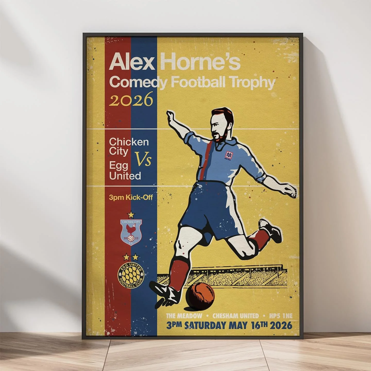 Delighted to be asked back to design the 2026 @littlealexhorne Comedy Football Trophy poster - it&rsquo;s a brilliant event held at a fantastic club

Find out more &amp; buy tickets here: cheshamunited.co.uk

For prints (with 50% going to @cheshamutd