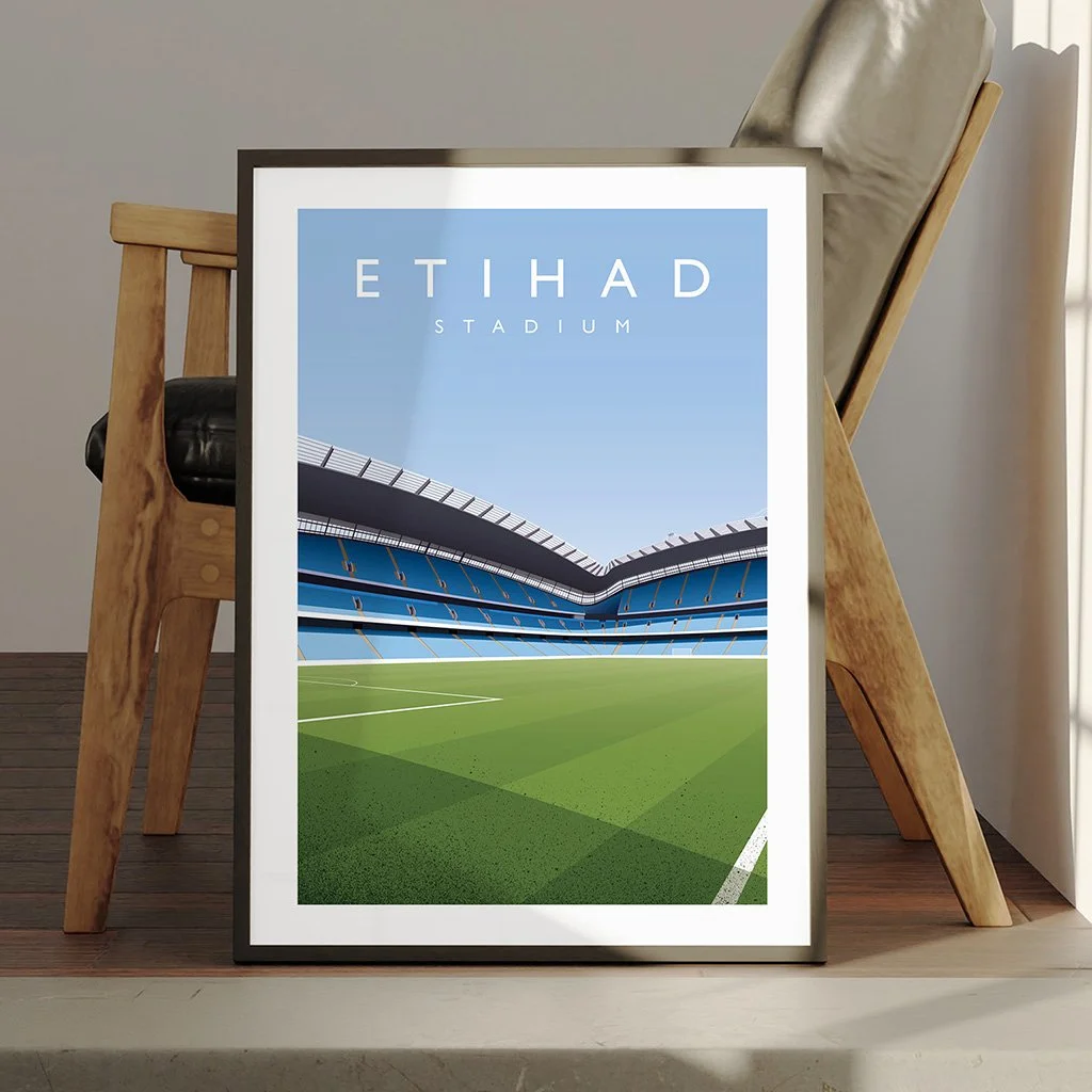 Manchester City Etihad Stadium From The Touchline Poster