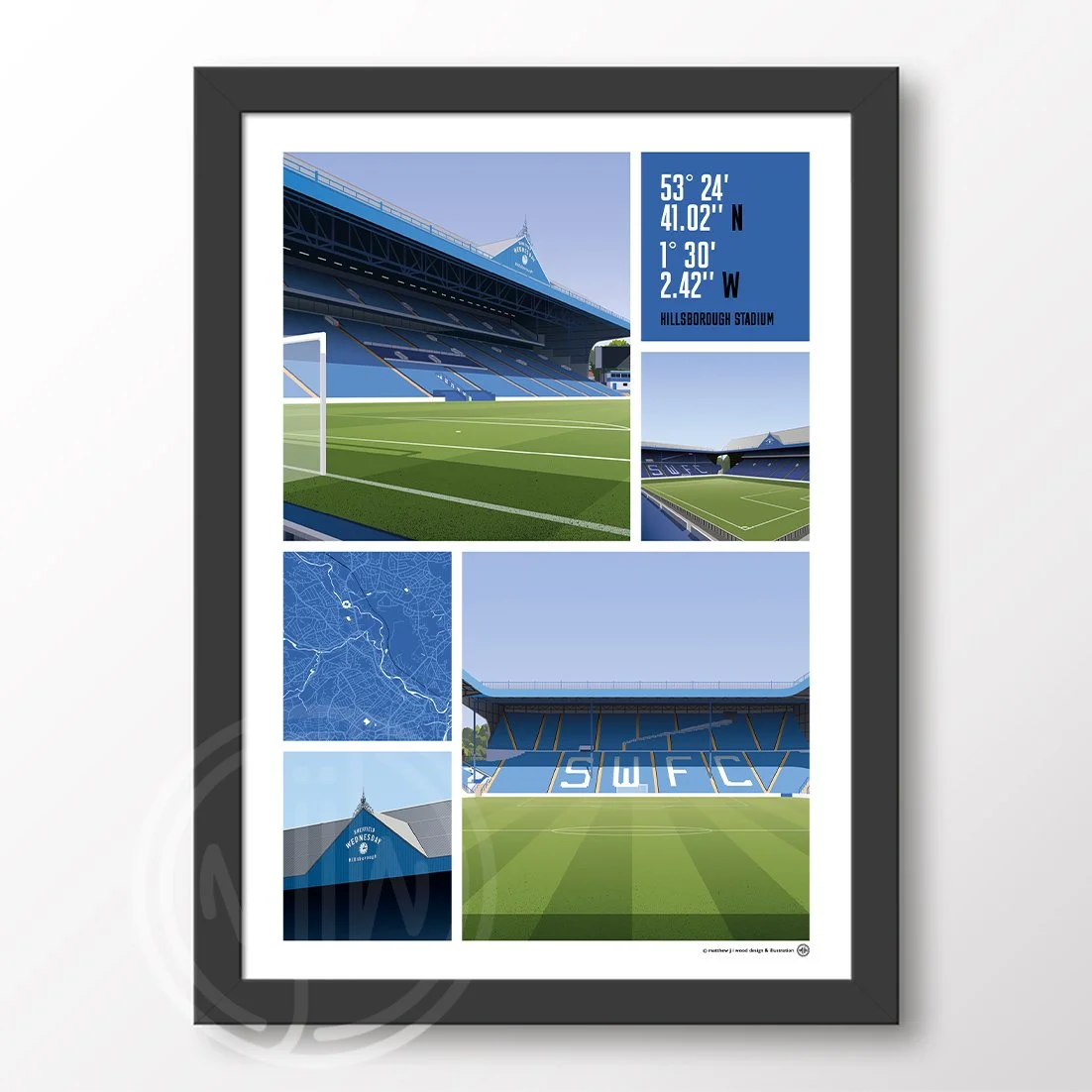 Sheffield Wednesday Views Of Hillsborough Stadium Poster