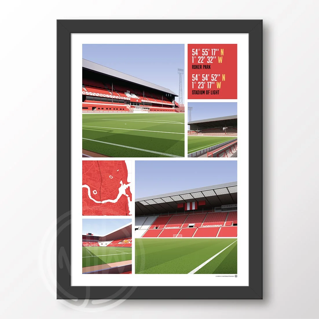 Sunderland Views Of Roker Park & The Stadium Of Light Poster
