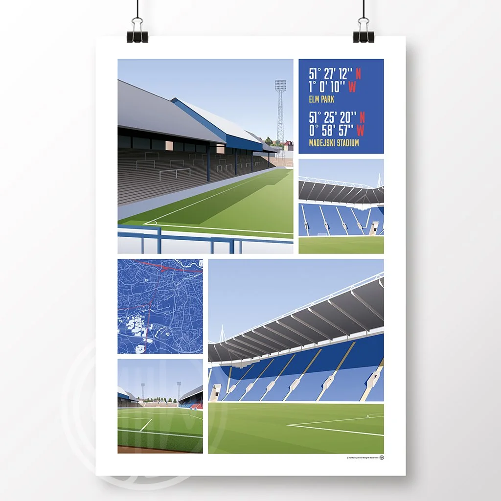 Reading Views Of Elm Park & Madejski Stadium Poster