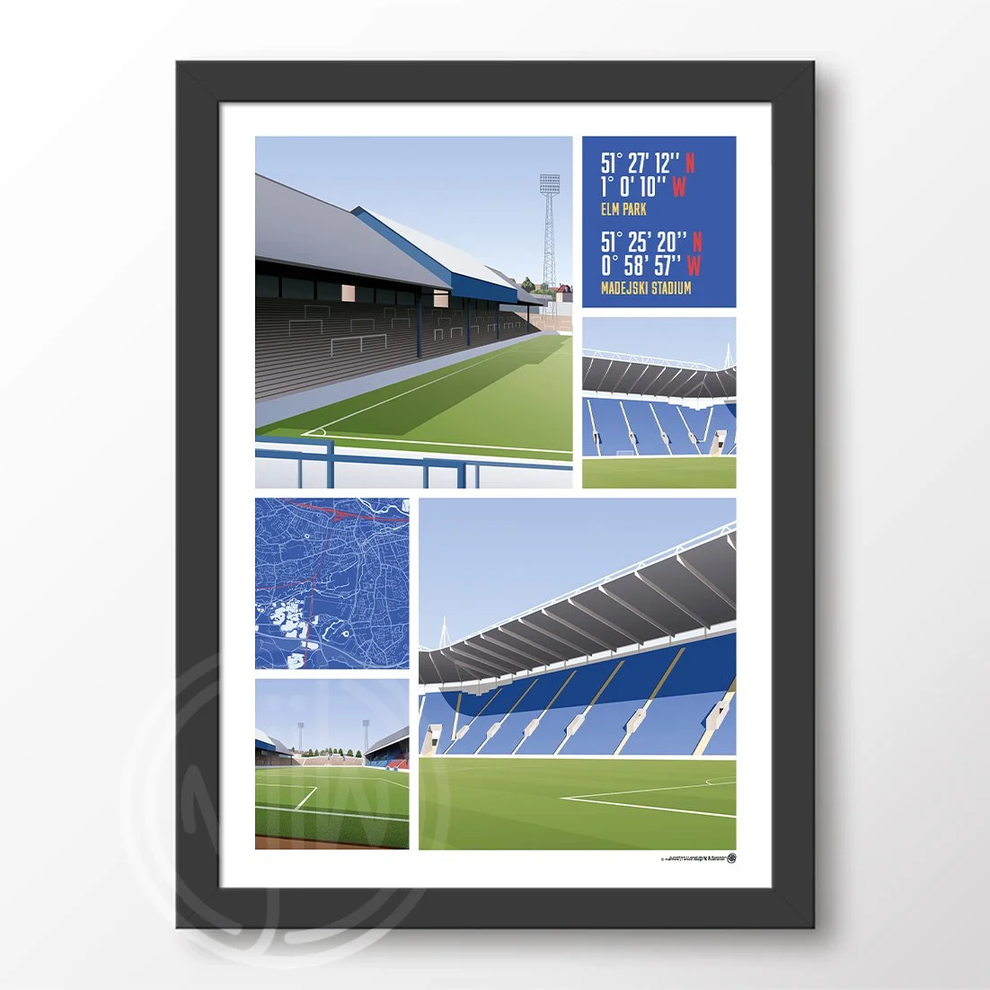 Reading Views Of Elm Park & Madejski Stadium Poster