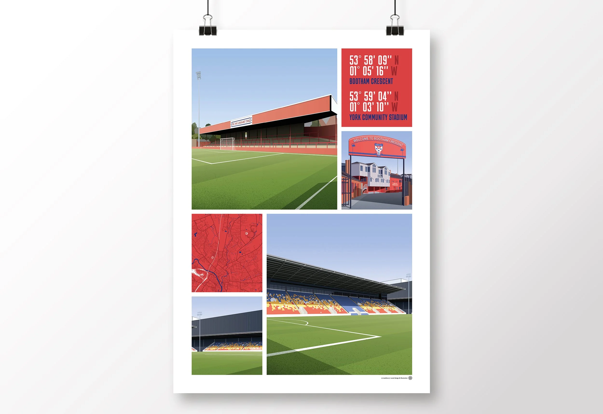 *SALE* York City Views Of Bootham Crescent & York Community Stadium Poster