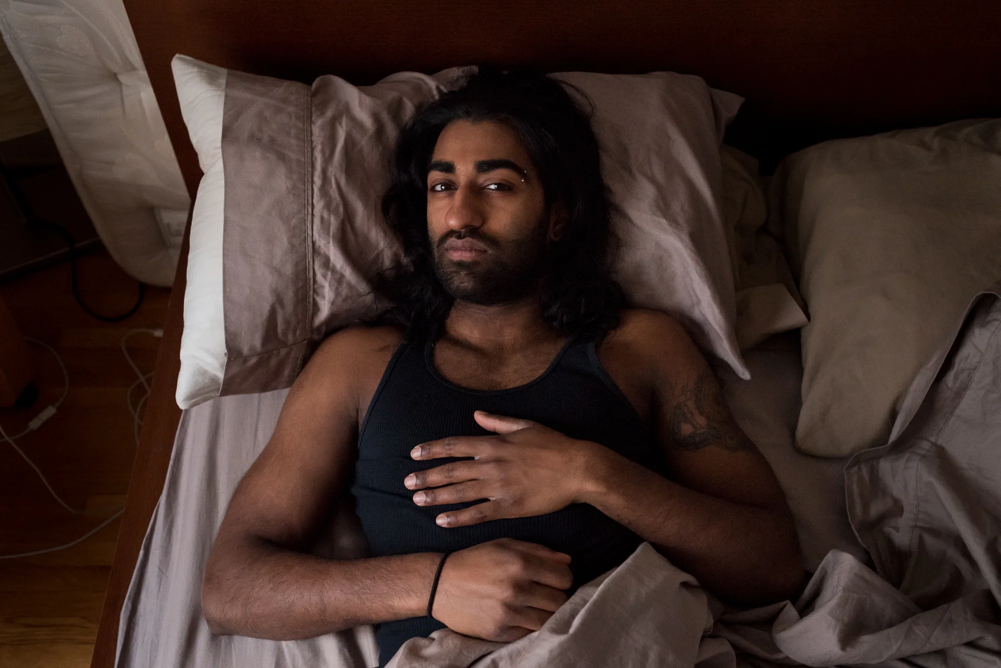 Sumi, creative director For this series, I arranged to arrive at my subject's house just as they were waking up. I wanted to photograph the quiet, intimate feeling that is unique to the first moments in the morning, before people prepare themselves to face the day. 