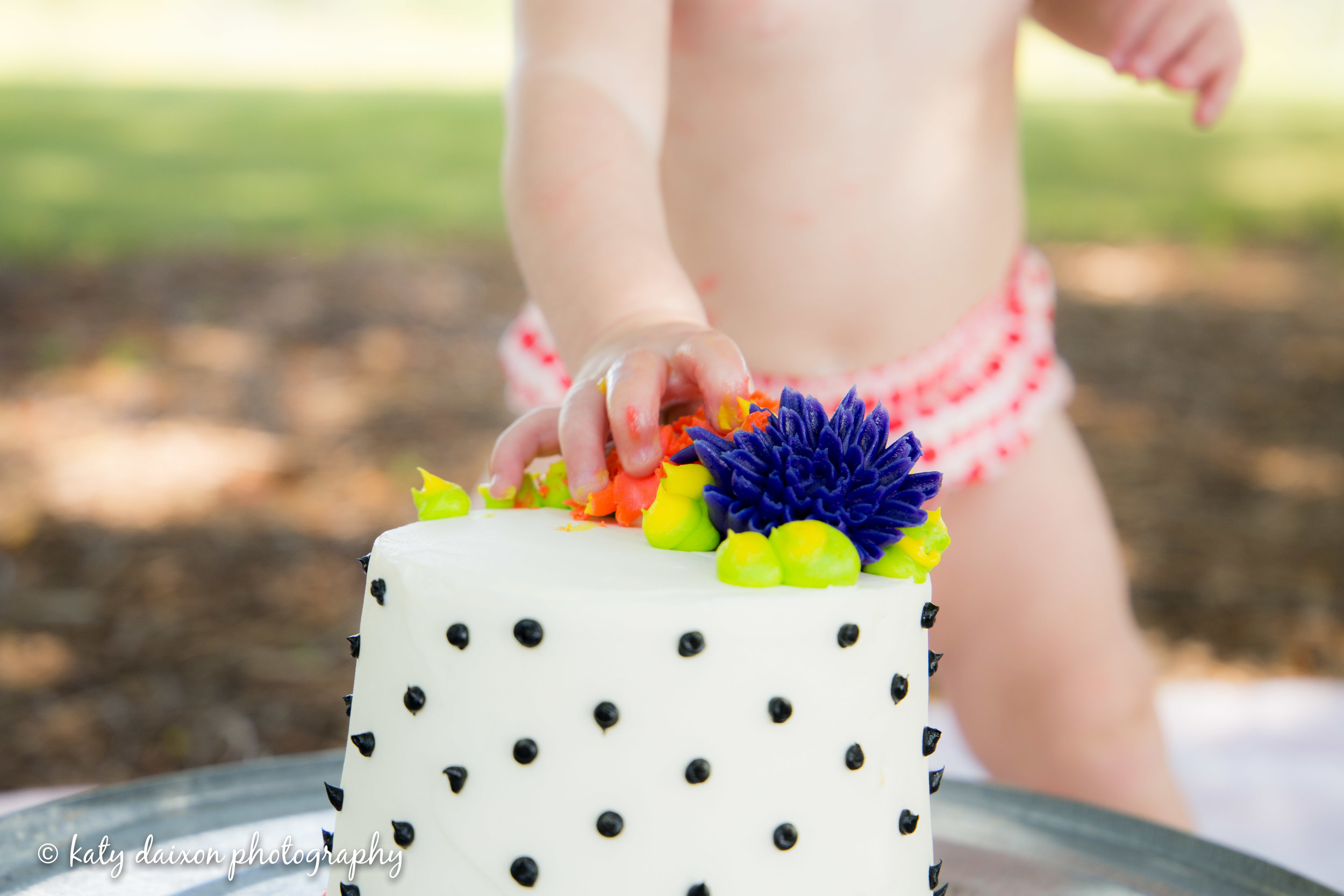  Suddenly, it was time to celebrate being one with rockin' apple printed bloomers and a cake. Commence one year old cake smash! 