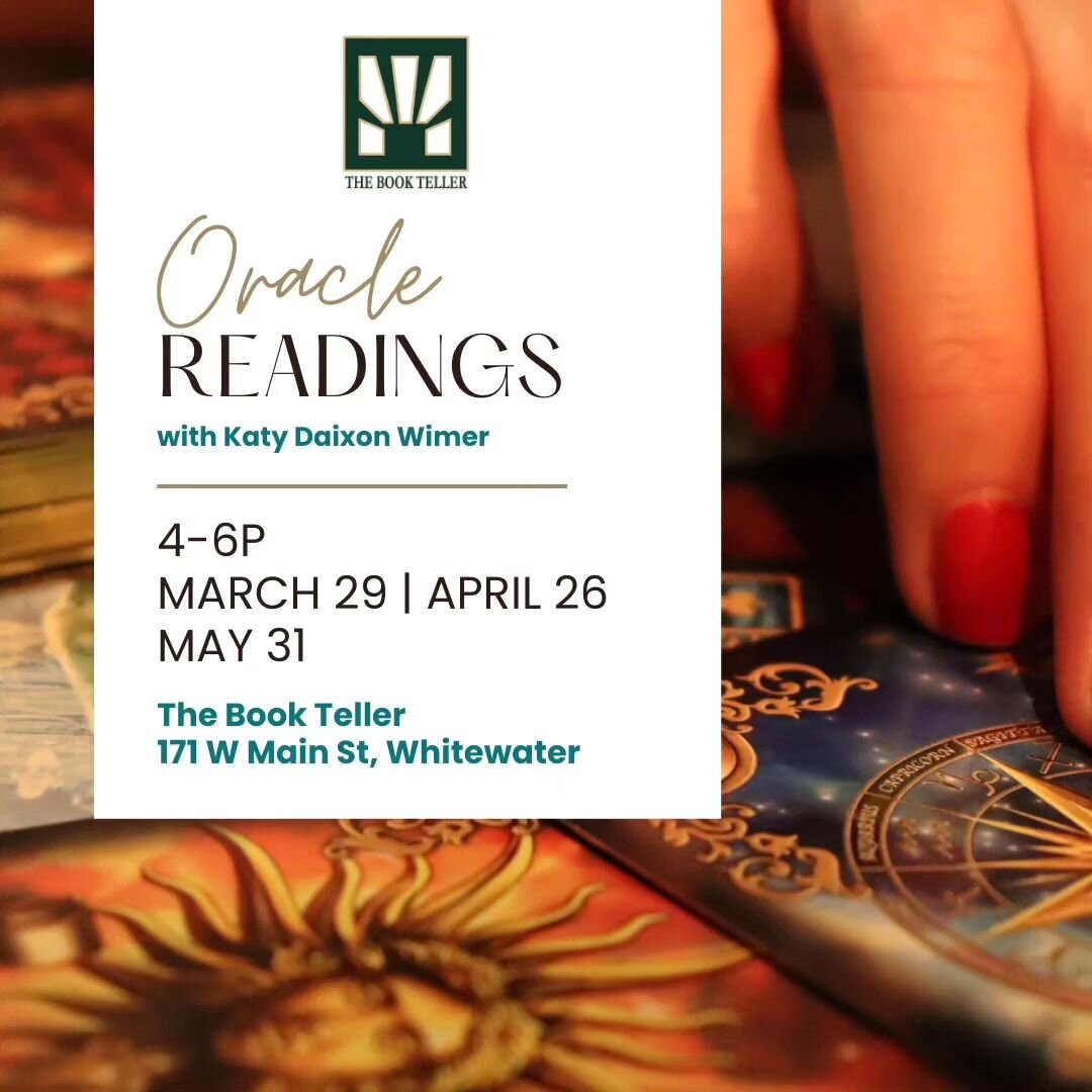 TONIGHT! 4-6p at @thebooktellerww ! Gain some insight toward a question you're pondering. I'll be in the vault. 😉 Ready with candles, open ears, and my 2 favorite oracle decks. ✨️