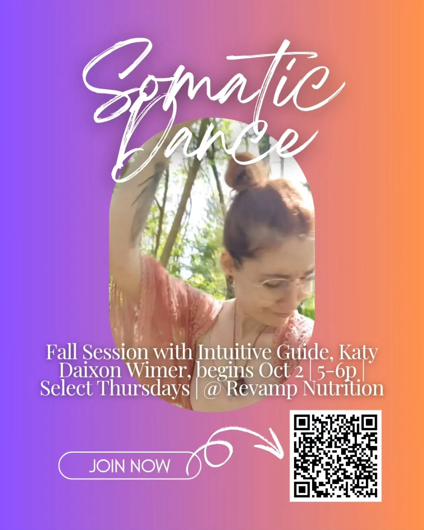 ✨️ Somatic Dance Fall Session begins soon! 🔥

🕔 Select Thursdays starting Oct 2 | 5&ndash;6pm
📍 Revamp Nutrition
💲 Register for the Fall Session (5 classes) with the link in my bio or stories and receive $5 off per class! Otherwise, it's $20 for 