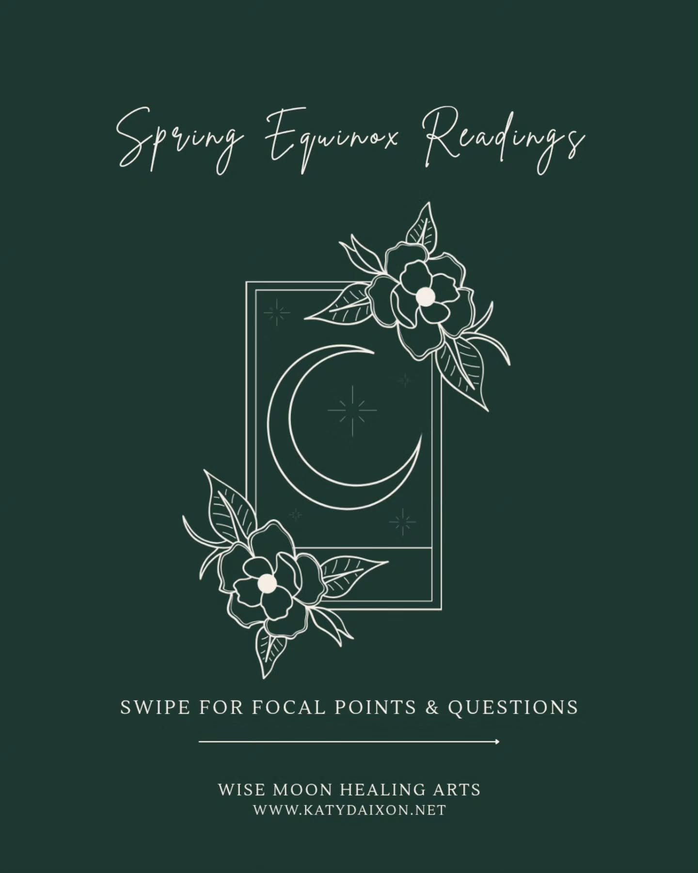 ✨️ Spring Equinox Readings are ready for you!

Focus:
Pisces New Moon: Your vision
Pisces Mercury Rx: What's confusing
The Equinox: What needs balance

These readings can be live or pre-recorded for your viewing pleasure on your time. DM/PM me or ema
