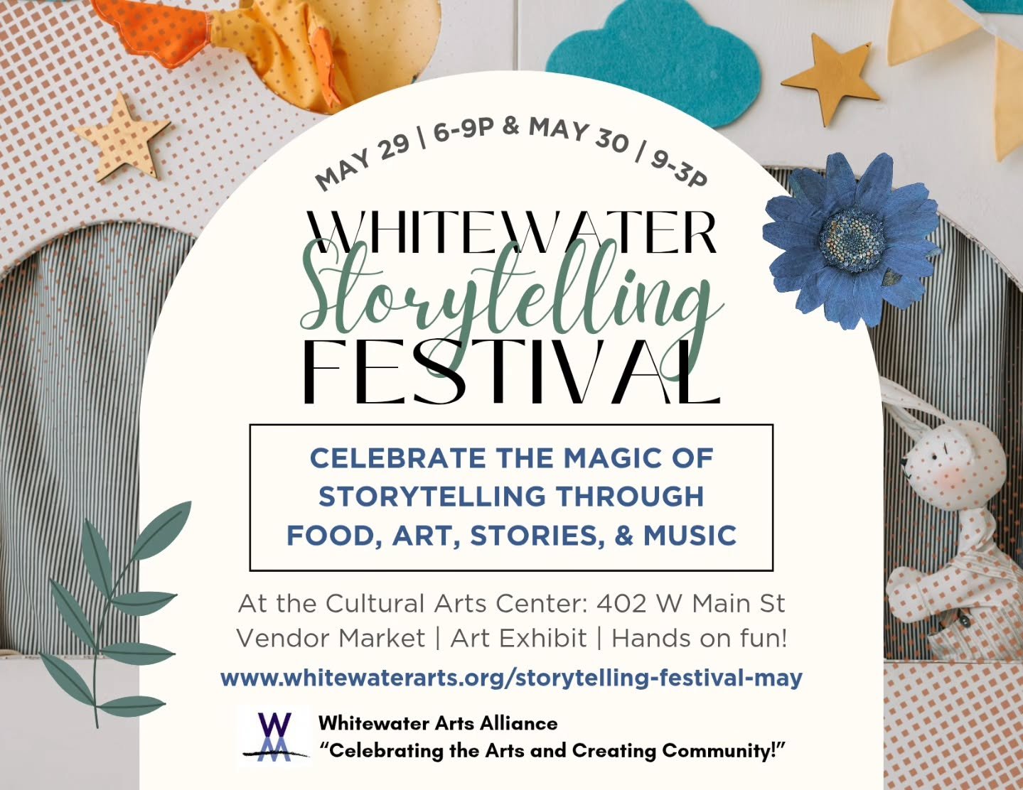 Join me Friday night (5:30-9p) &amp;/or Saturday (9-3p) at the Whitewater Arts Alliance's Cultural Arts Center &amp; Flat Iron Park for another year of storytelling in all its various forms!

✨️ I'll be sharing a few of my poems during Open Mic Frida